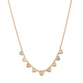 9 Graduated Opal Bezel Heart Curb Chain Necklace