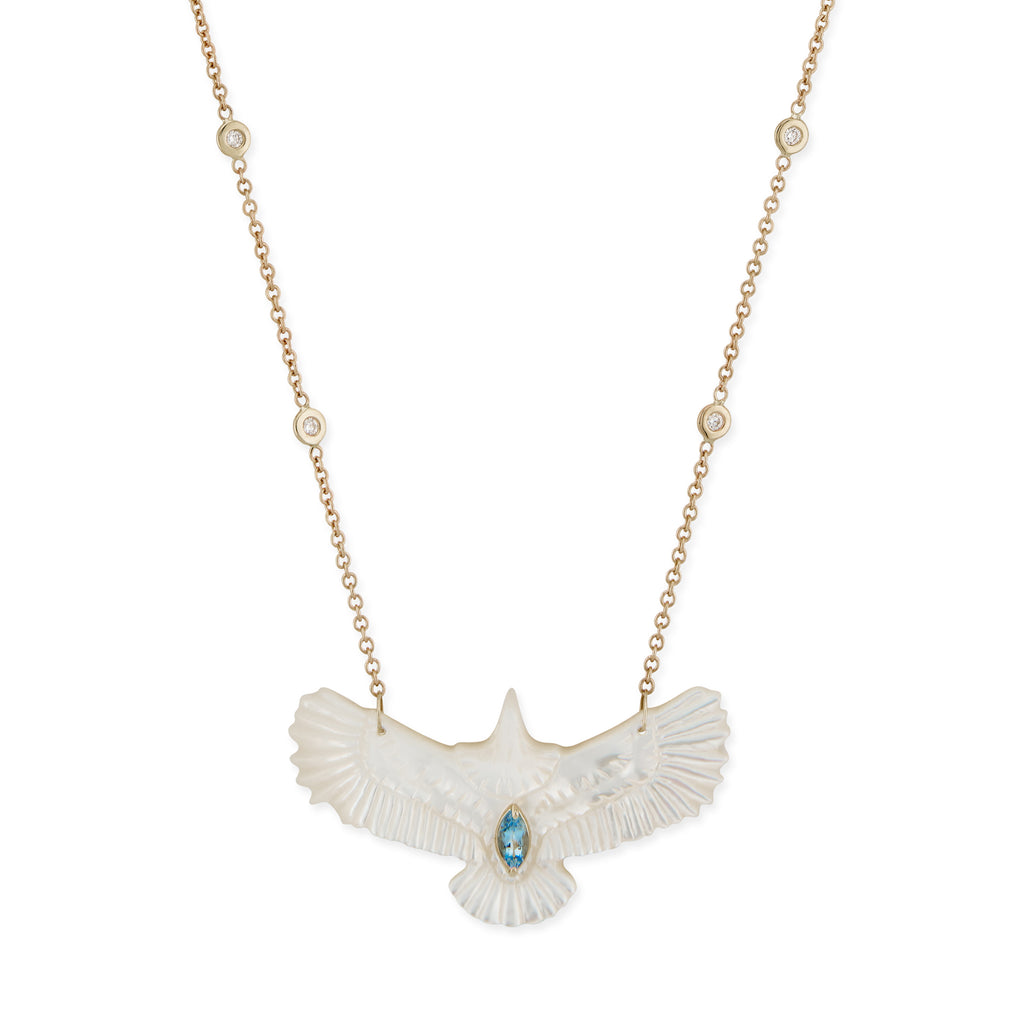 Gemstone Marquise Pearl Thunderbird Diamond Necklace