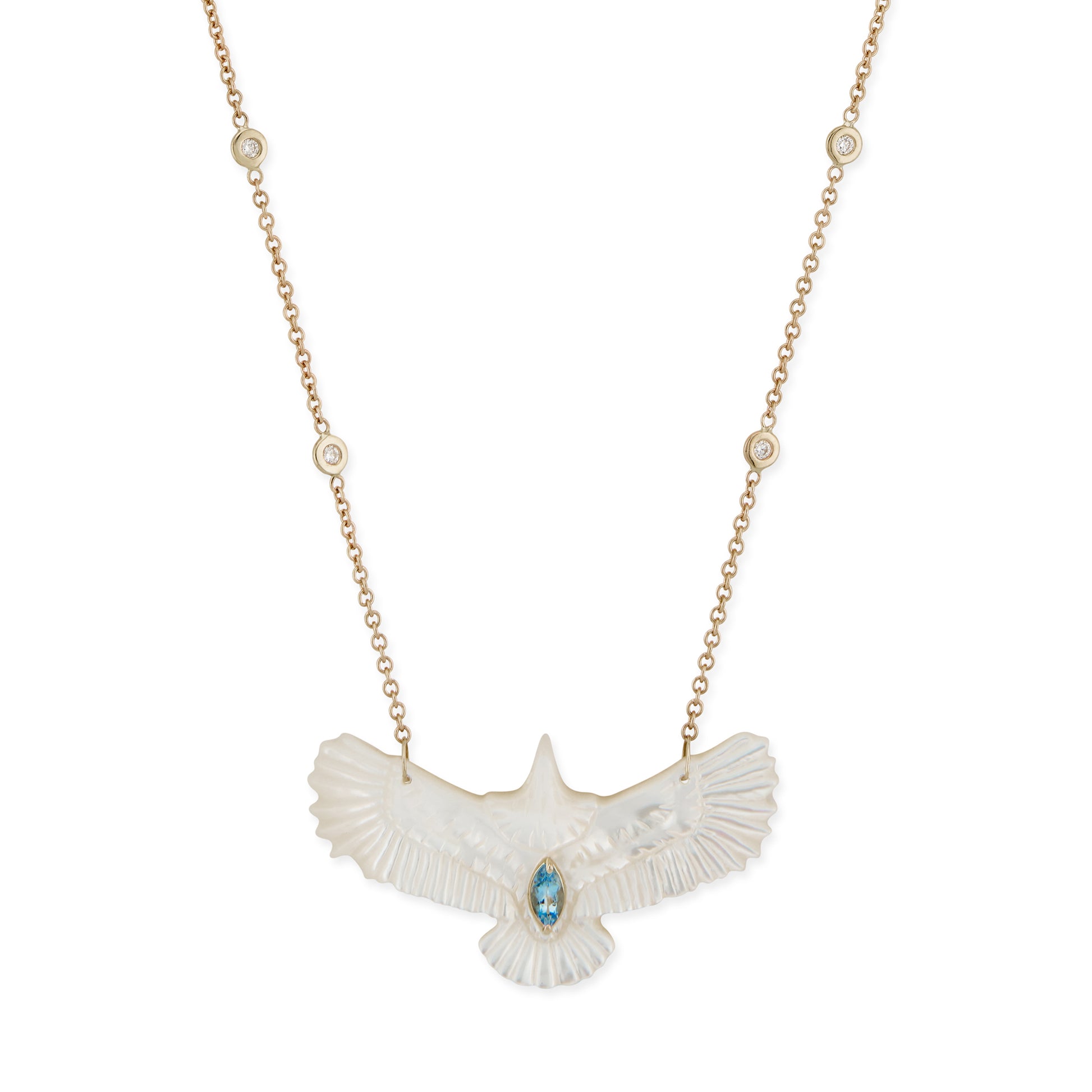 Gemstone Marquise Pearl Thunderbird Diamond Necklace