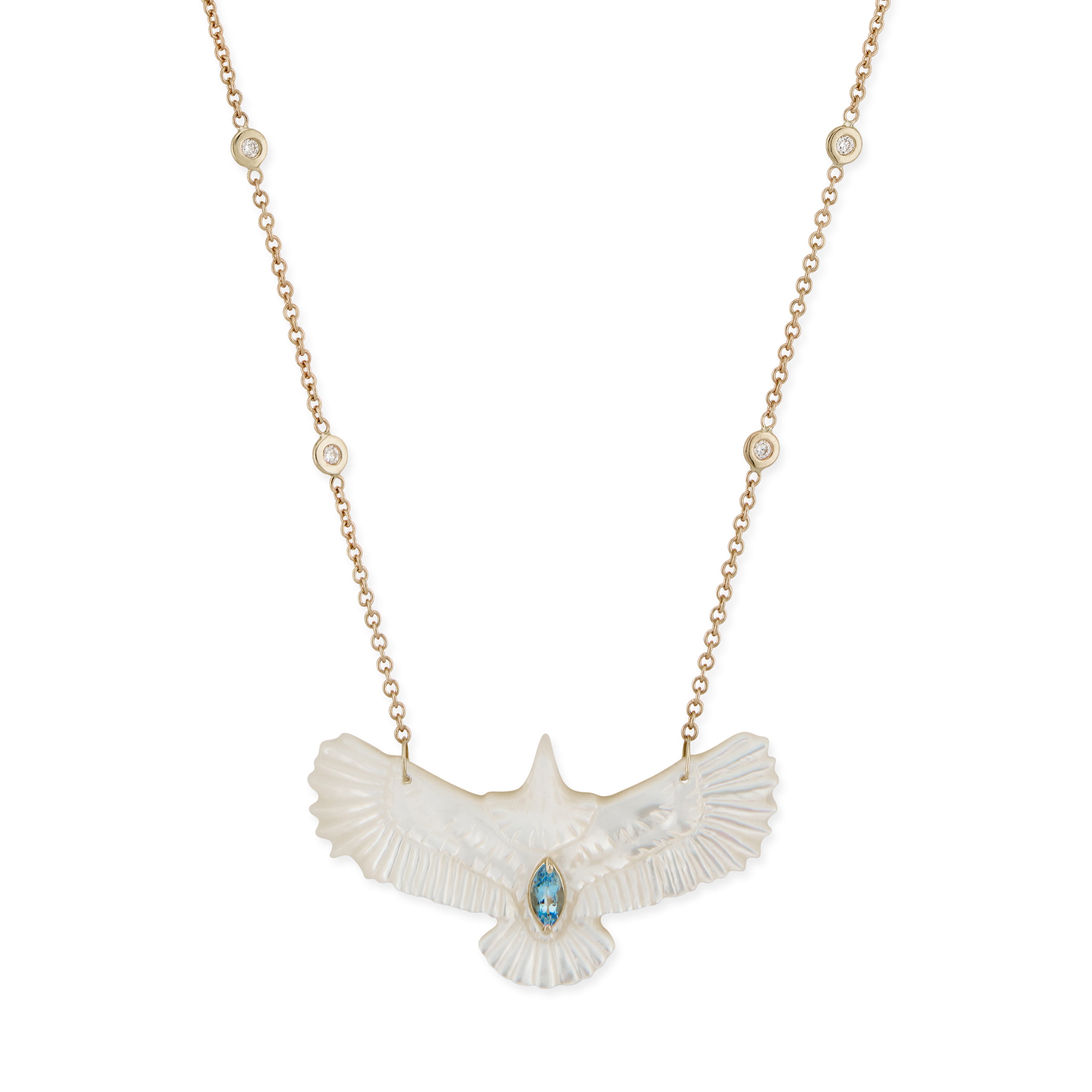 Gemstone Marquise Pearl Thunderbird Diamond Necklace