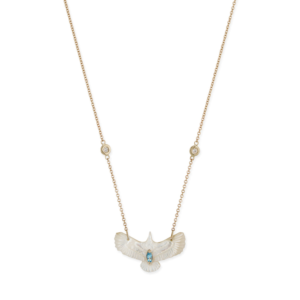 Gemstone Marquise Small Pearl Thunderbird Diamond Necklace