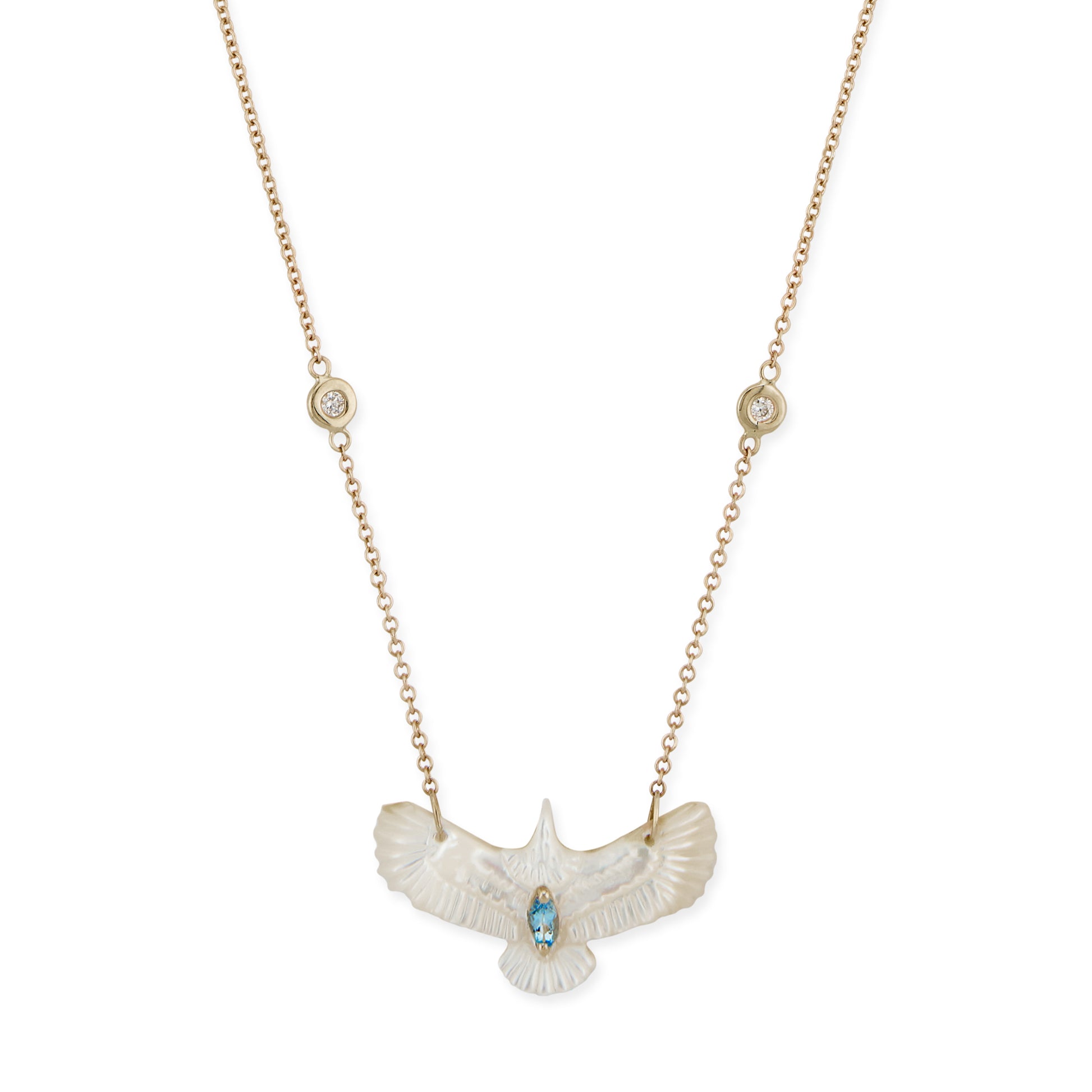 Gemstone Marquise Small Pearl Thunderbird Diamond Necklace