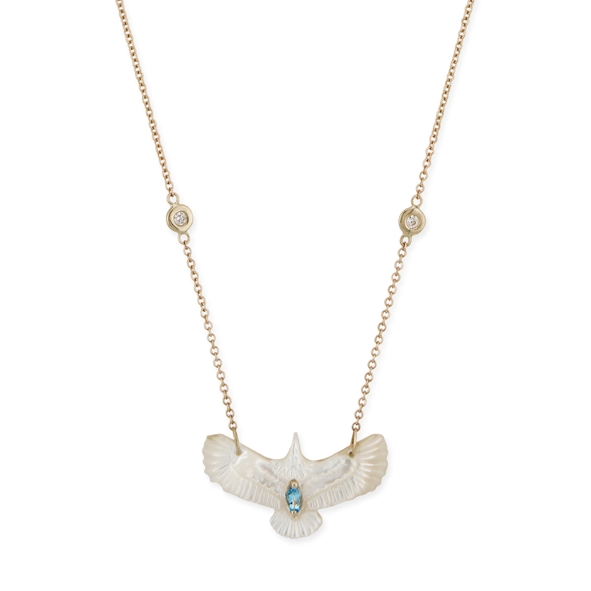 Gemstone Marquise Small Pearl Thunderbird Diamond Necklace