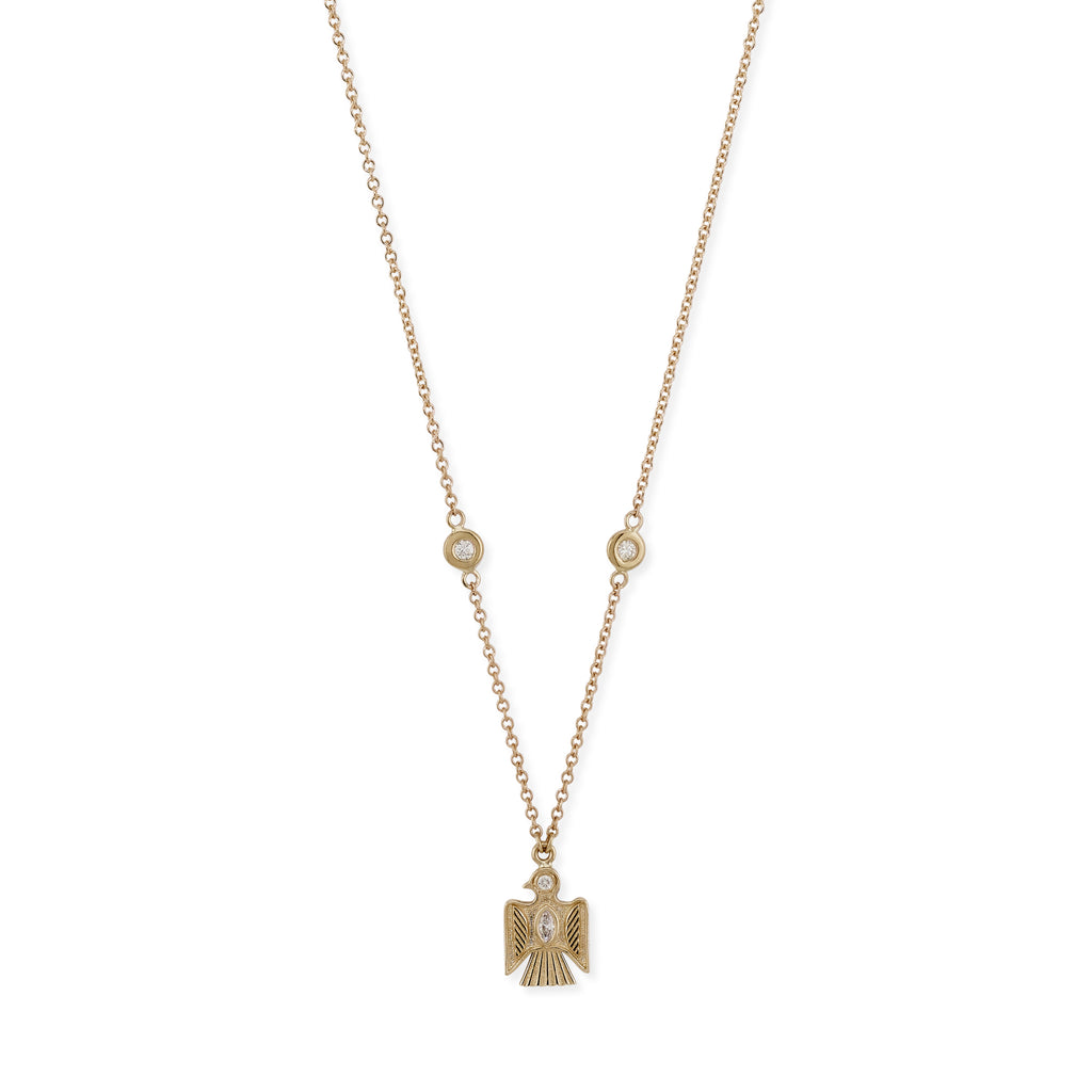 Tiny Marquise Diamond Center Thunderbird Necklace