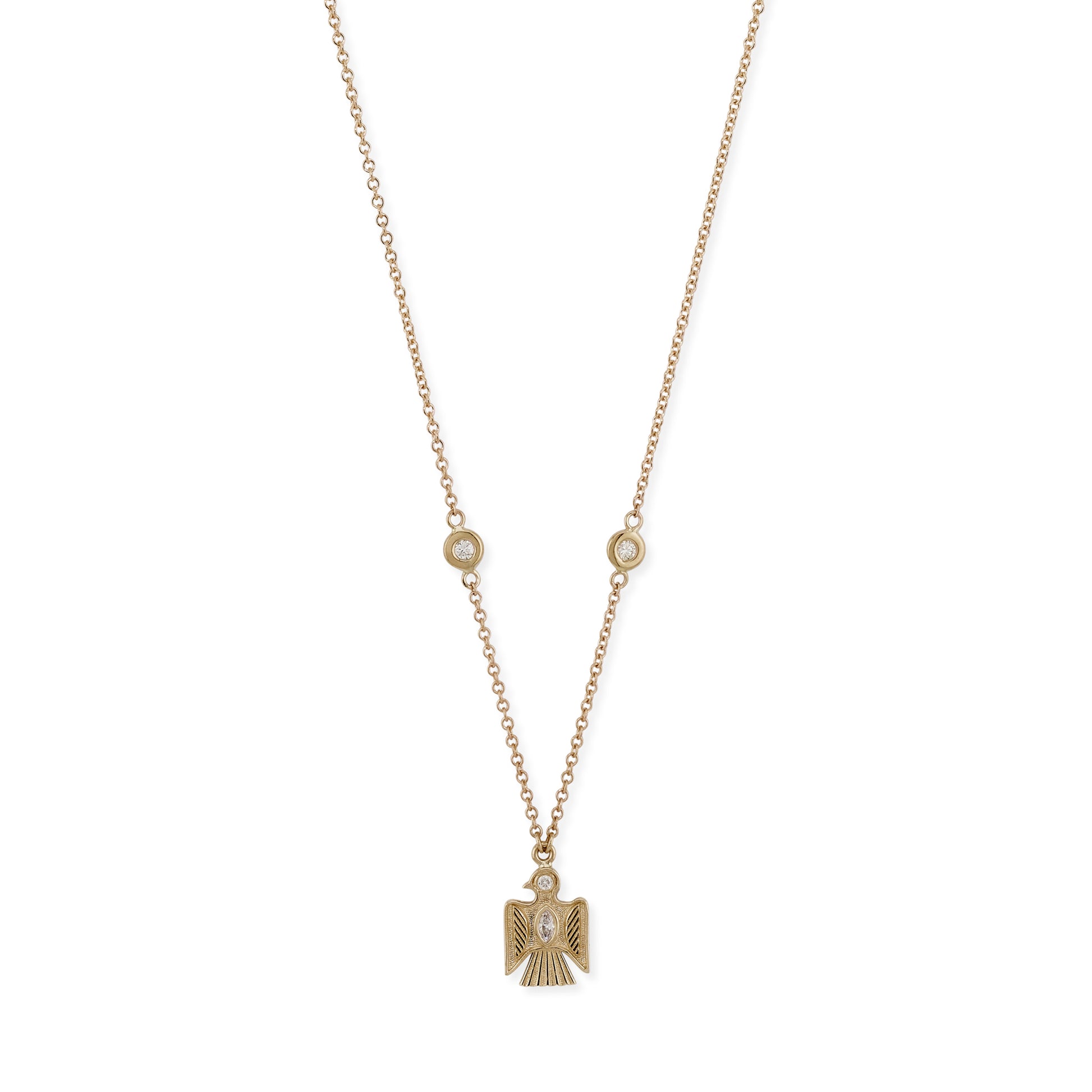 Tiny Marquise Diamond Center Thunderbird Necklace