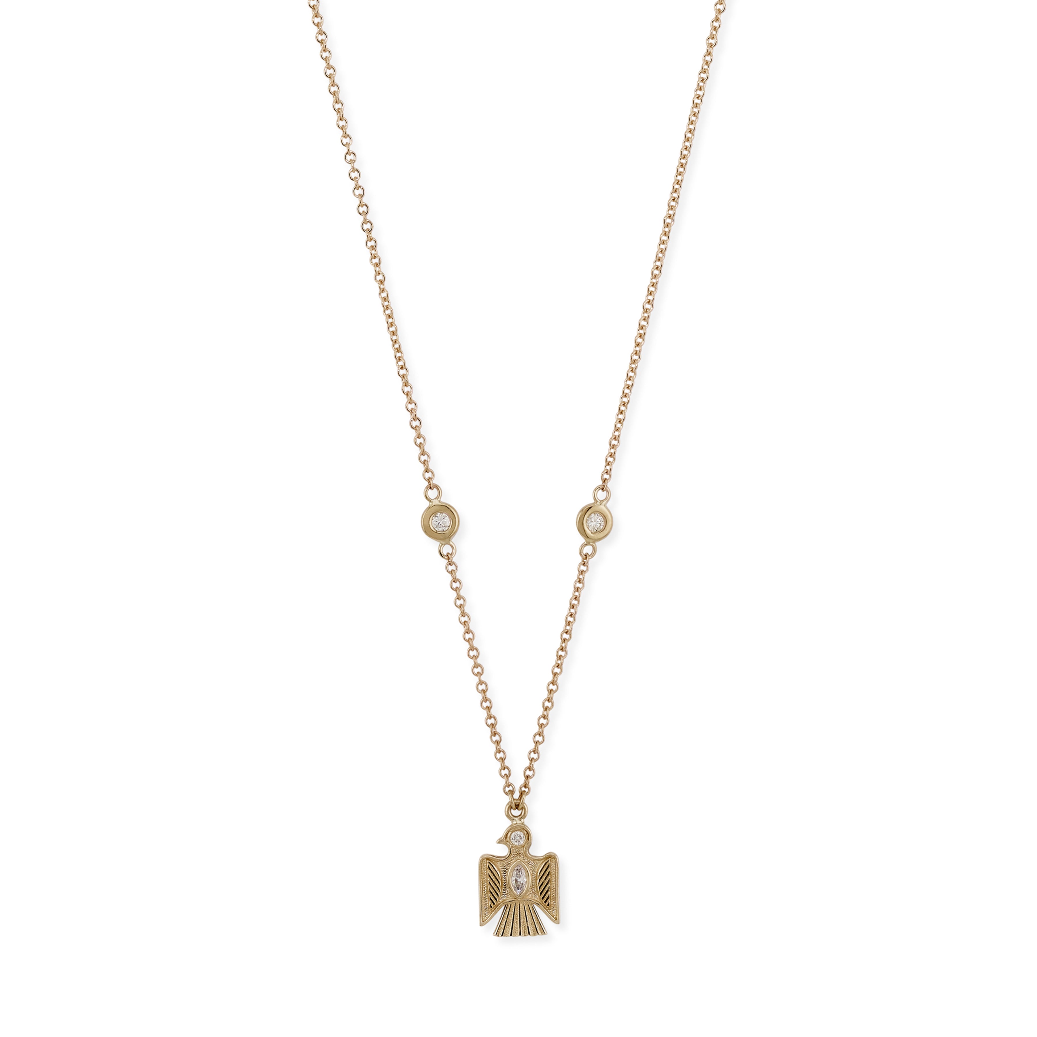 Tiny Marquise Diamond Center Thunderbird Necklace