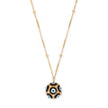 Black Ceramic Eye + Rose Cut Diamond Sphere Charm Necklace