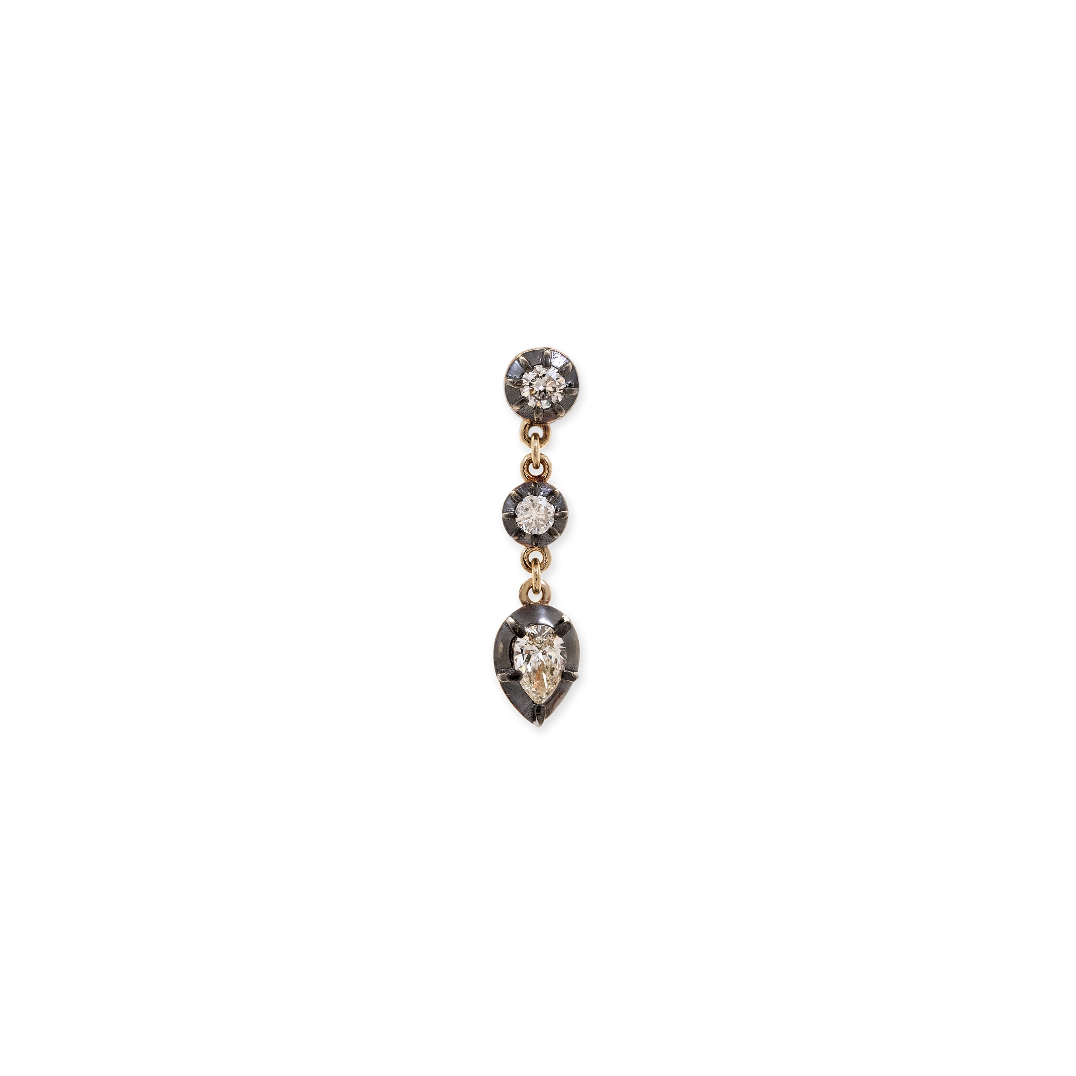Black Rhodium Sophia 2 +1 Diamond Teardrop Drop Stud