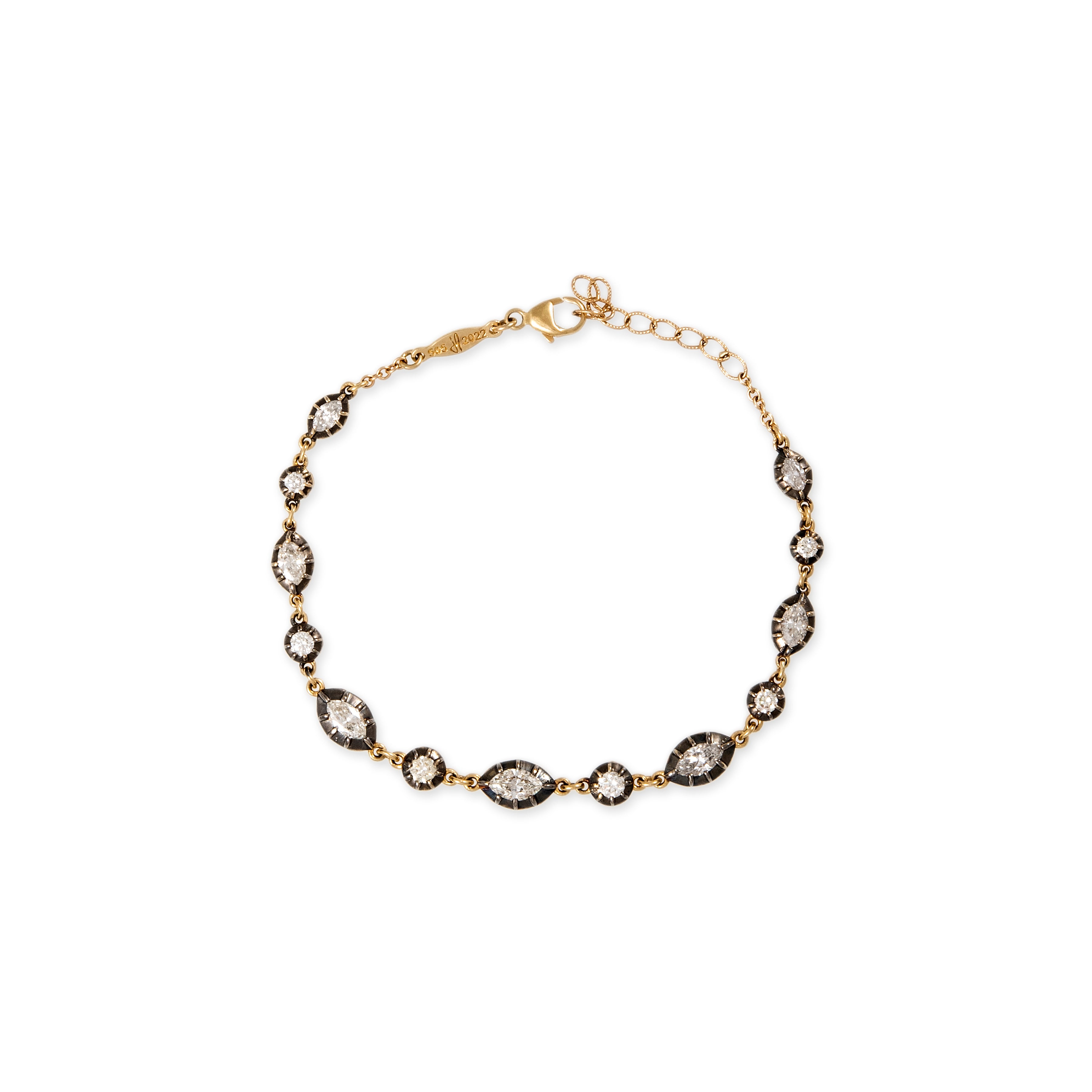 Black Rhodium Graduated Marquise + Round Sophia Diamond Bracelet