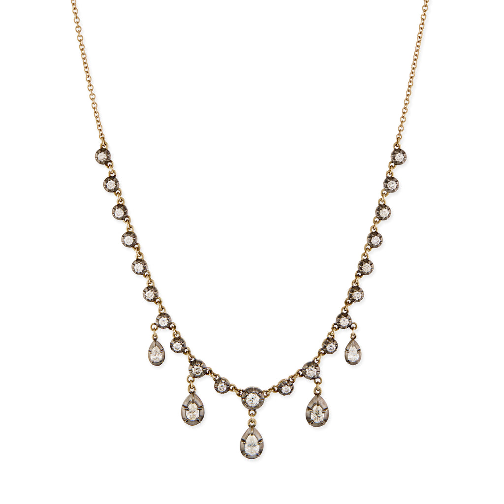 Round + Teardrop Sophia Diamond Shaker Necklace