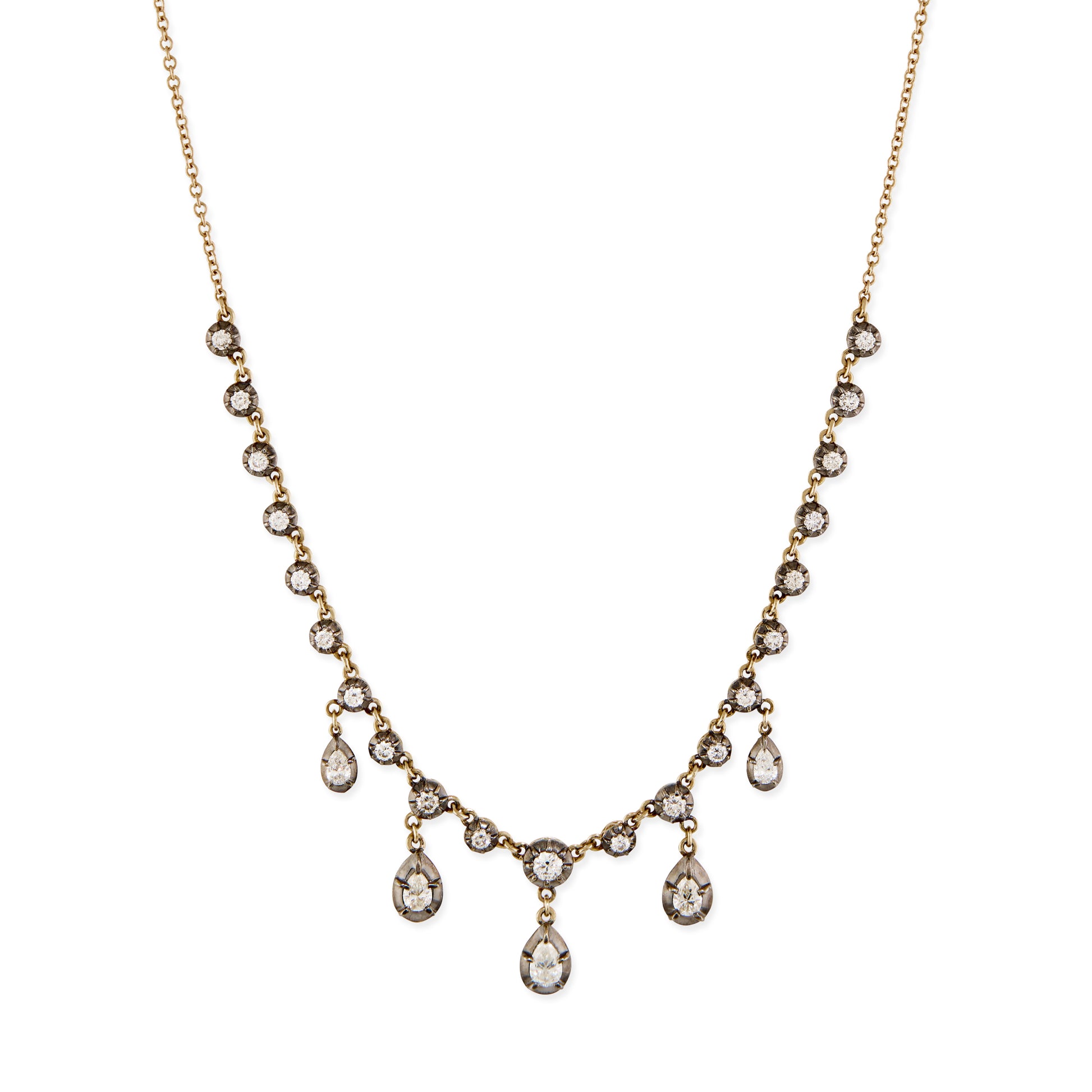 Round + Teardrop Sophia Diamond Shaker Necklace