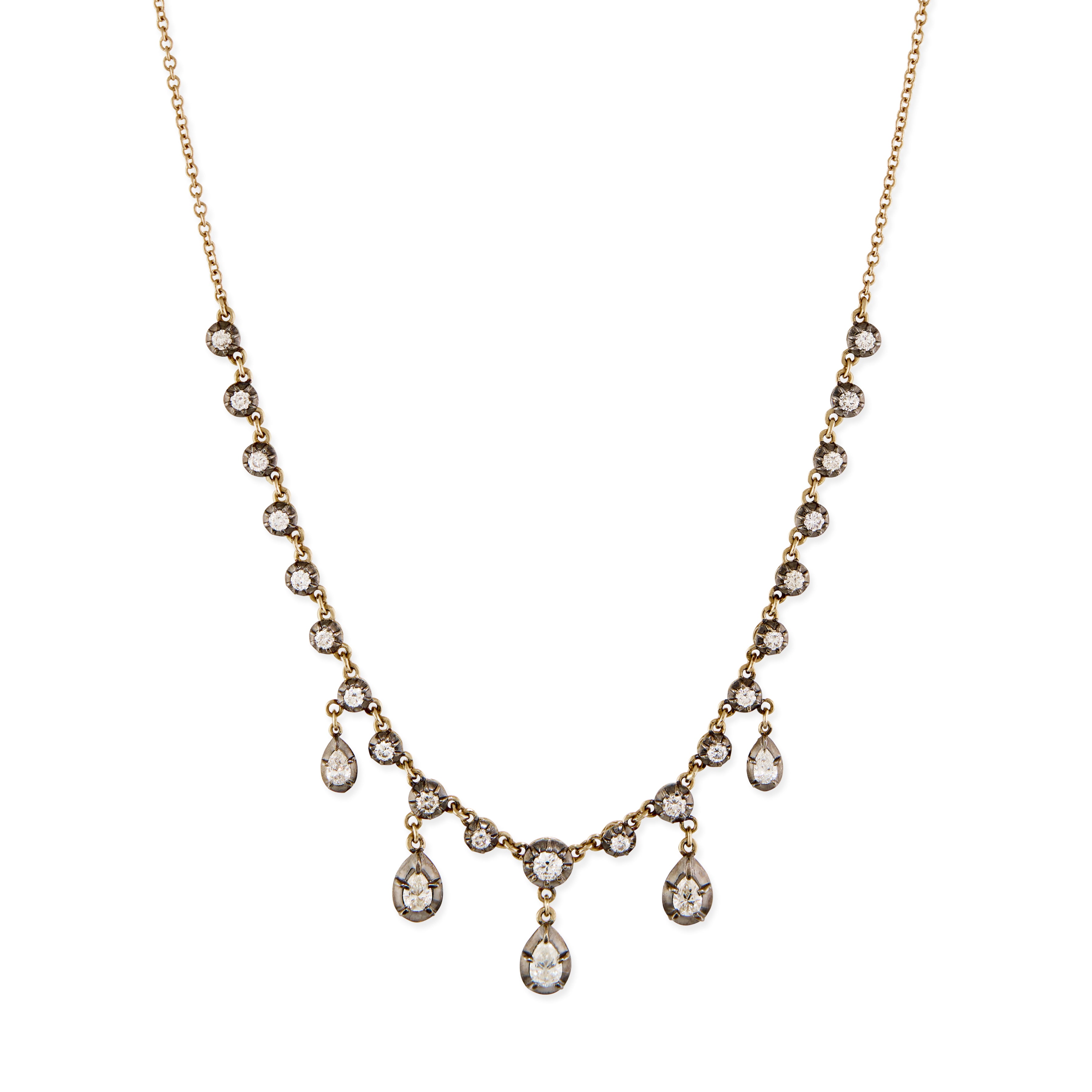 Round + Teardrop Sophia Diamond Shaker Necklace
