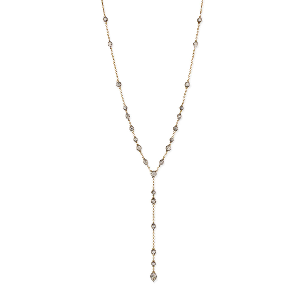 Sophia Round + Teardrop Diamond Y Necklace