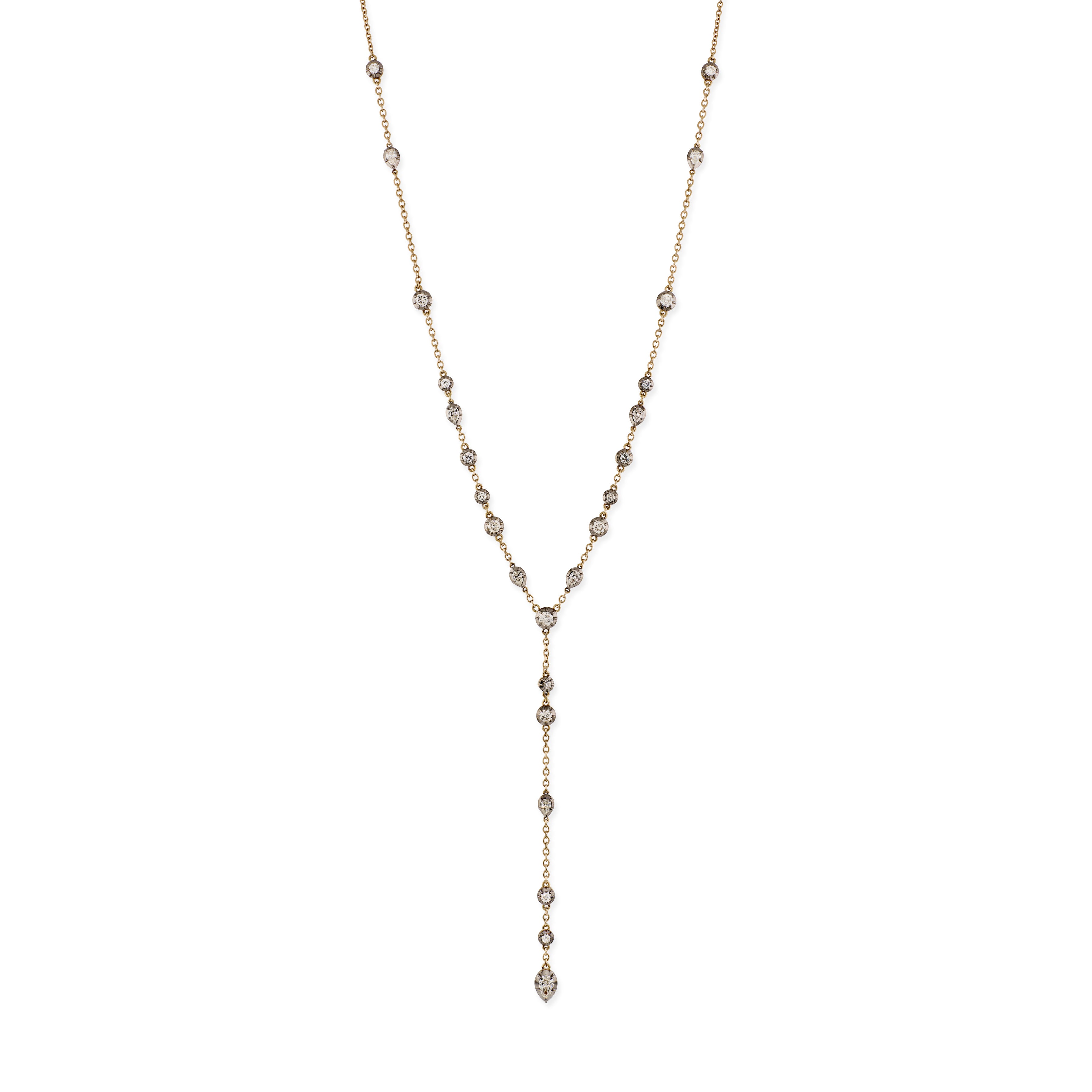 Sophia Round + Teardrop Diamond Y Necklace