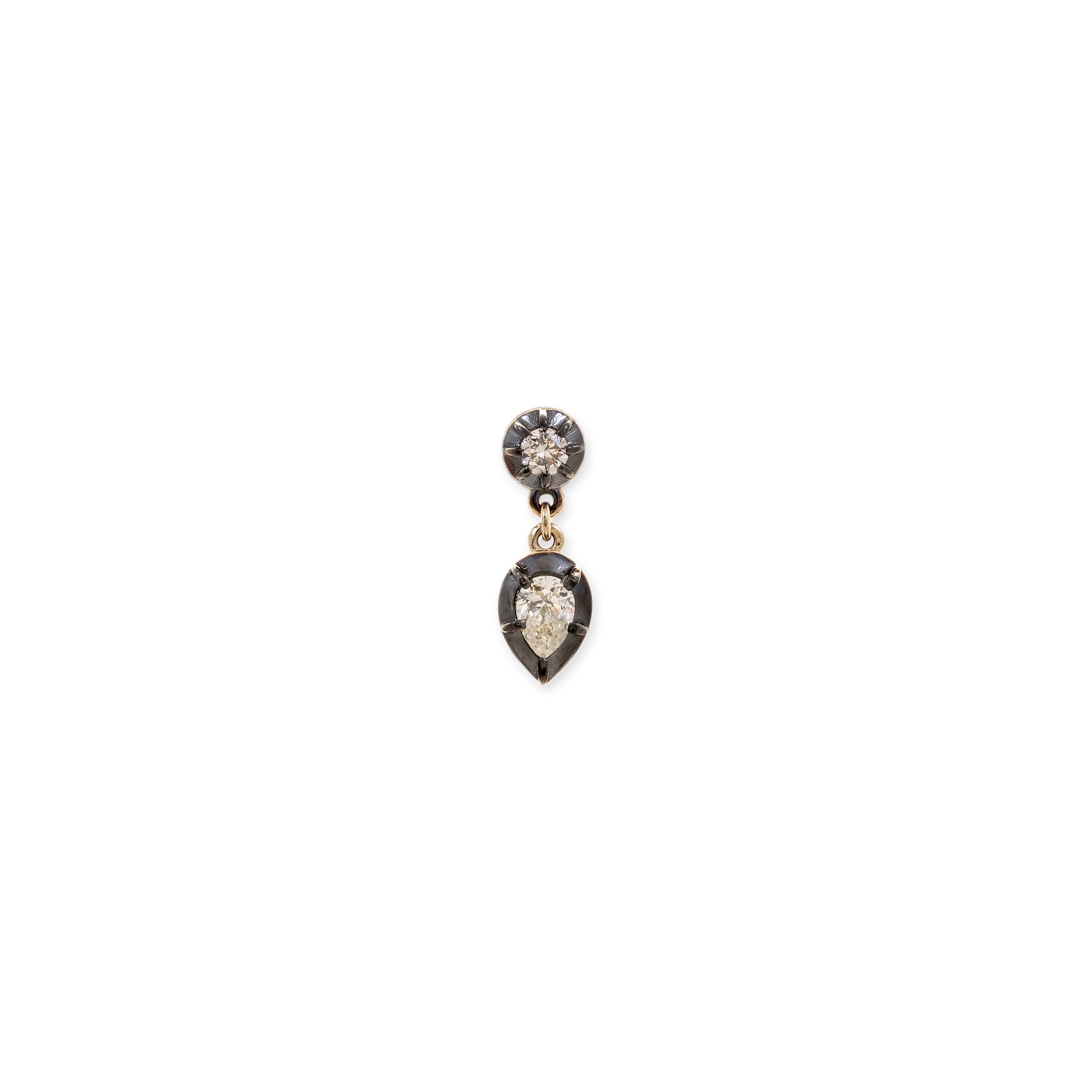 Black Rhodium Sophia 1+1 Diamond Teardrop Drop Stud