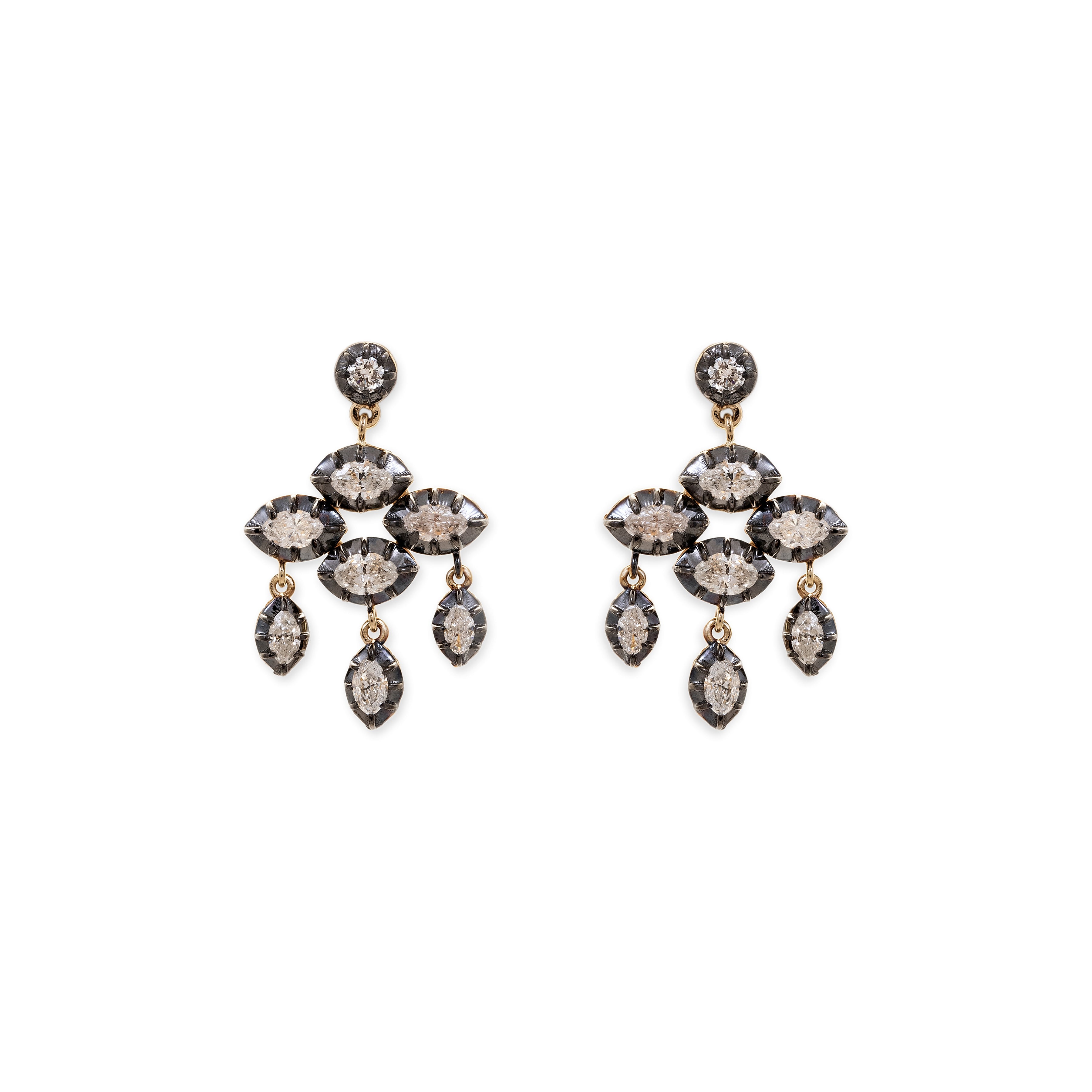 Black Rhodium Sophia Marquise Diamond Chandelier Earrings
