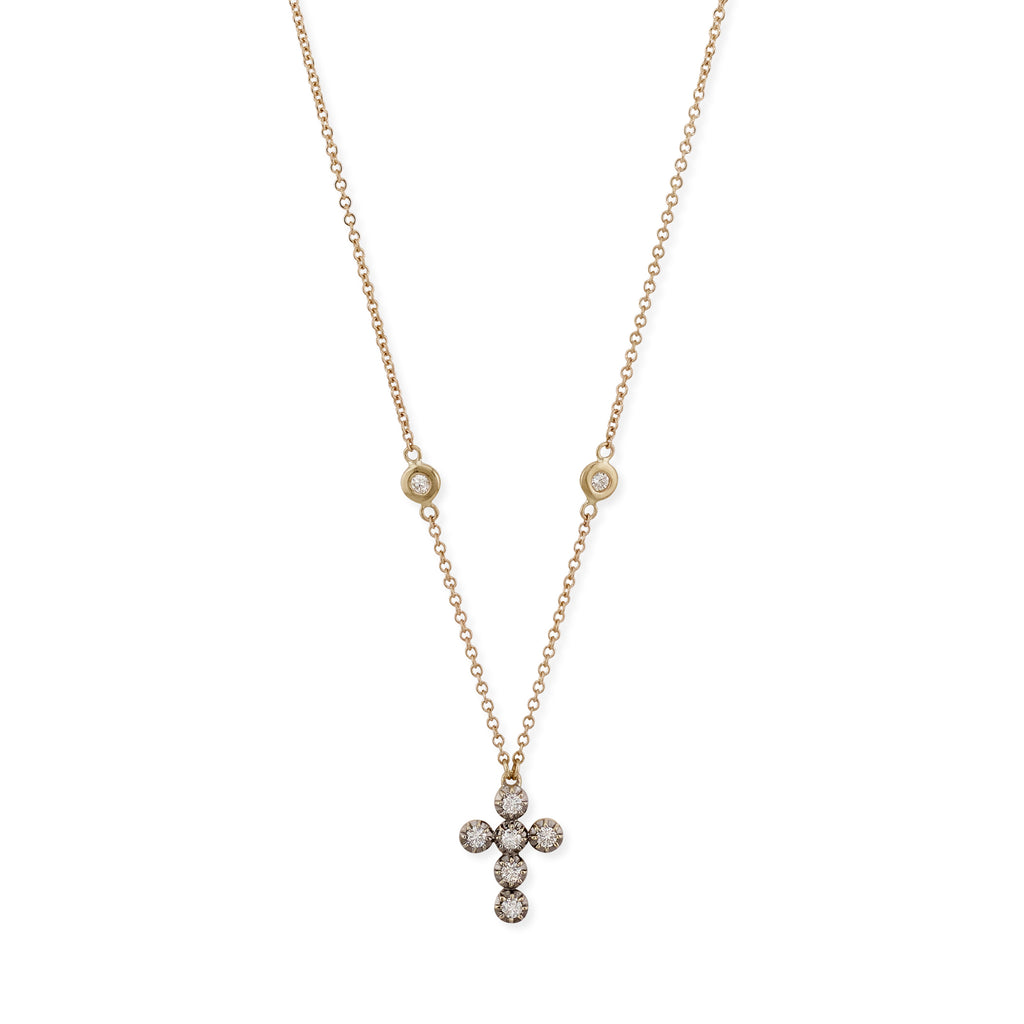Tiny Black Rhodium Sophia Diamond Cross Necklace