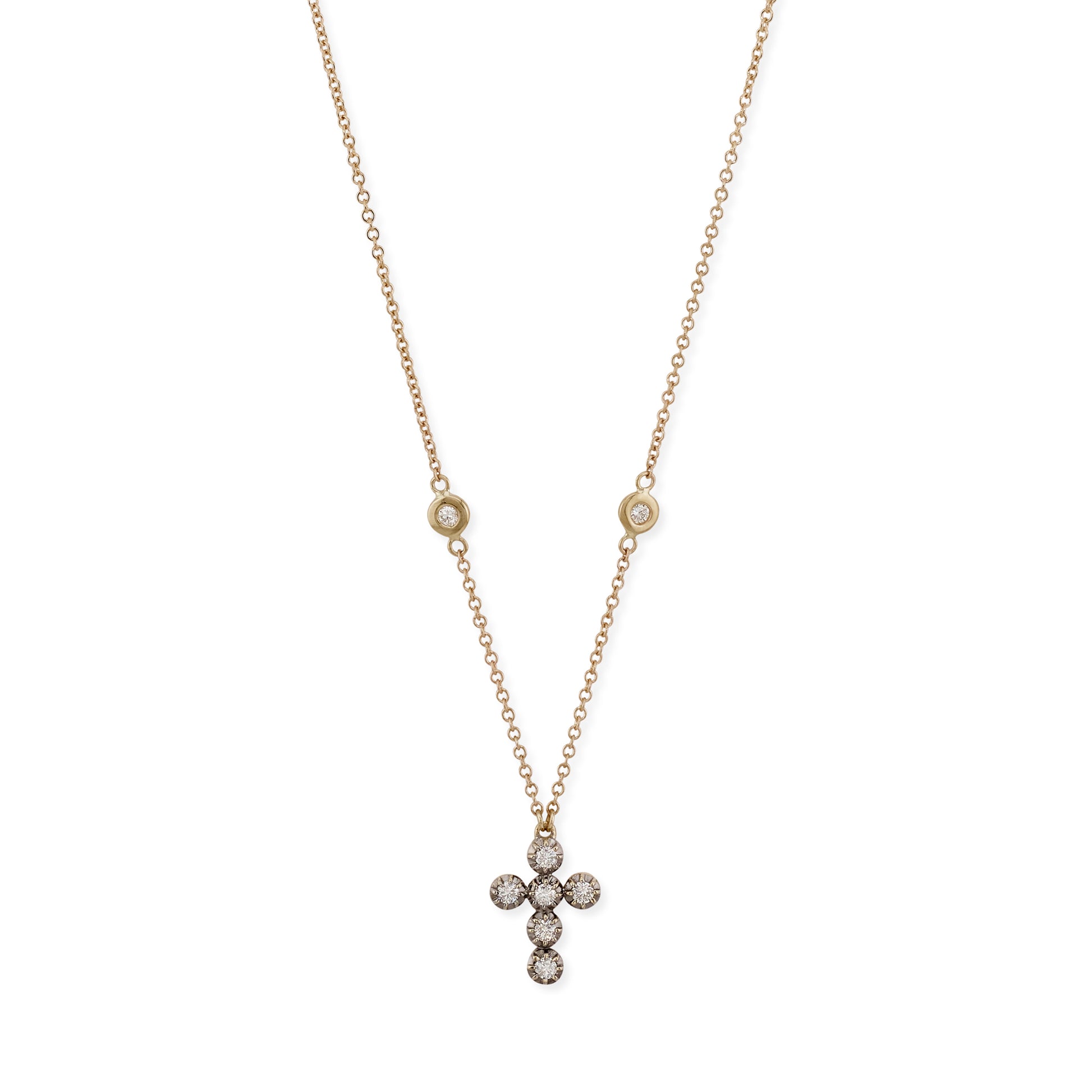 Tiny Black Rhodium Sophia Diamond Cross Necklace