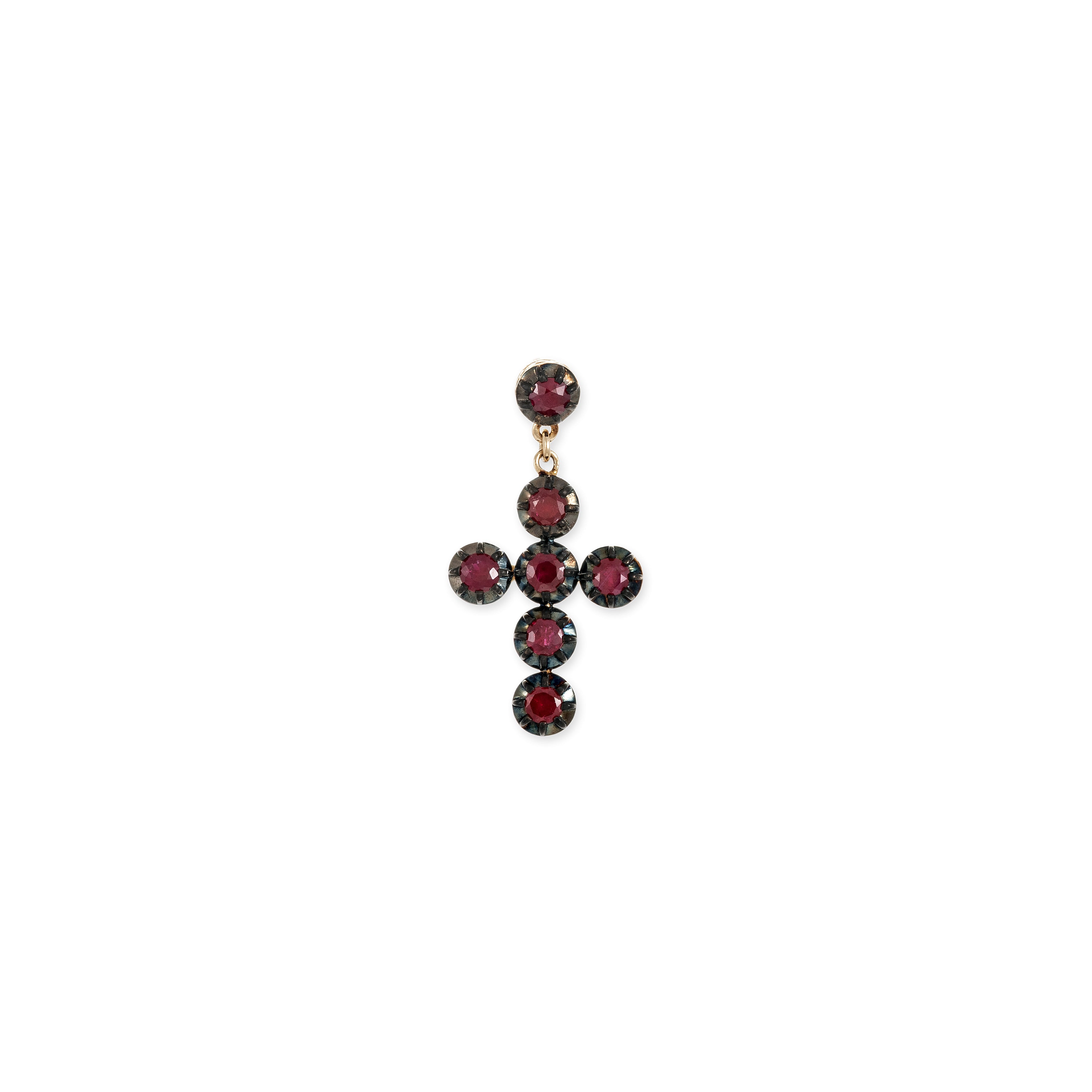 Black Rhodium Sophia Ruby Cross Drop Stud