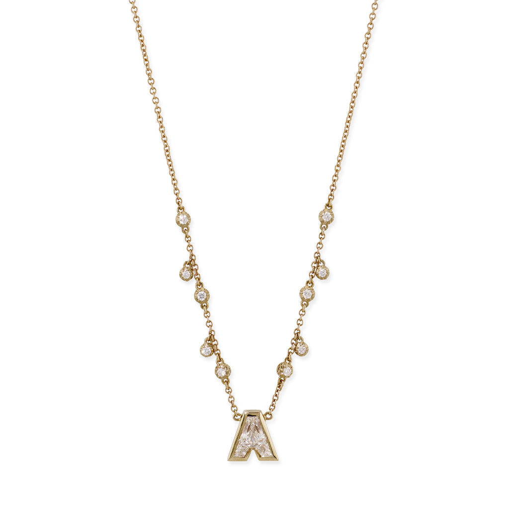 Carved Diamond Initial Sophia Diamond Shaker Necklace