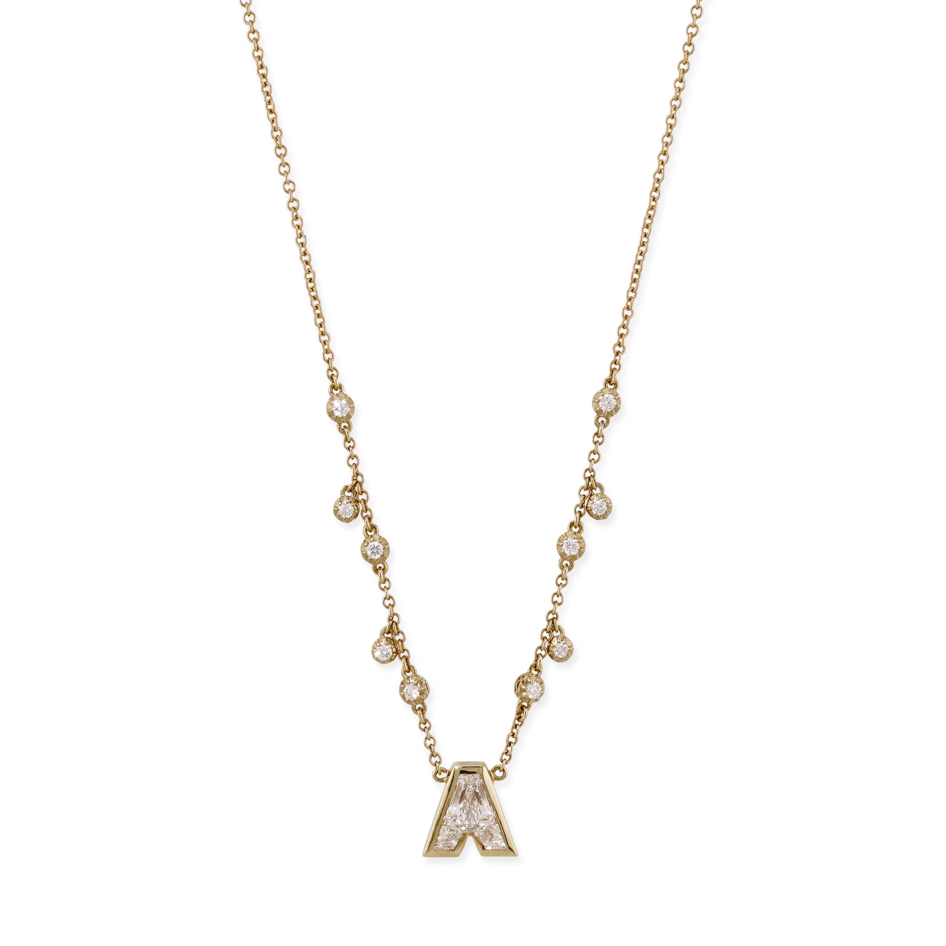 Carved Diamond Initial Sophia Diamond Shaker Necklace