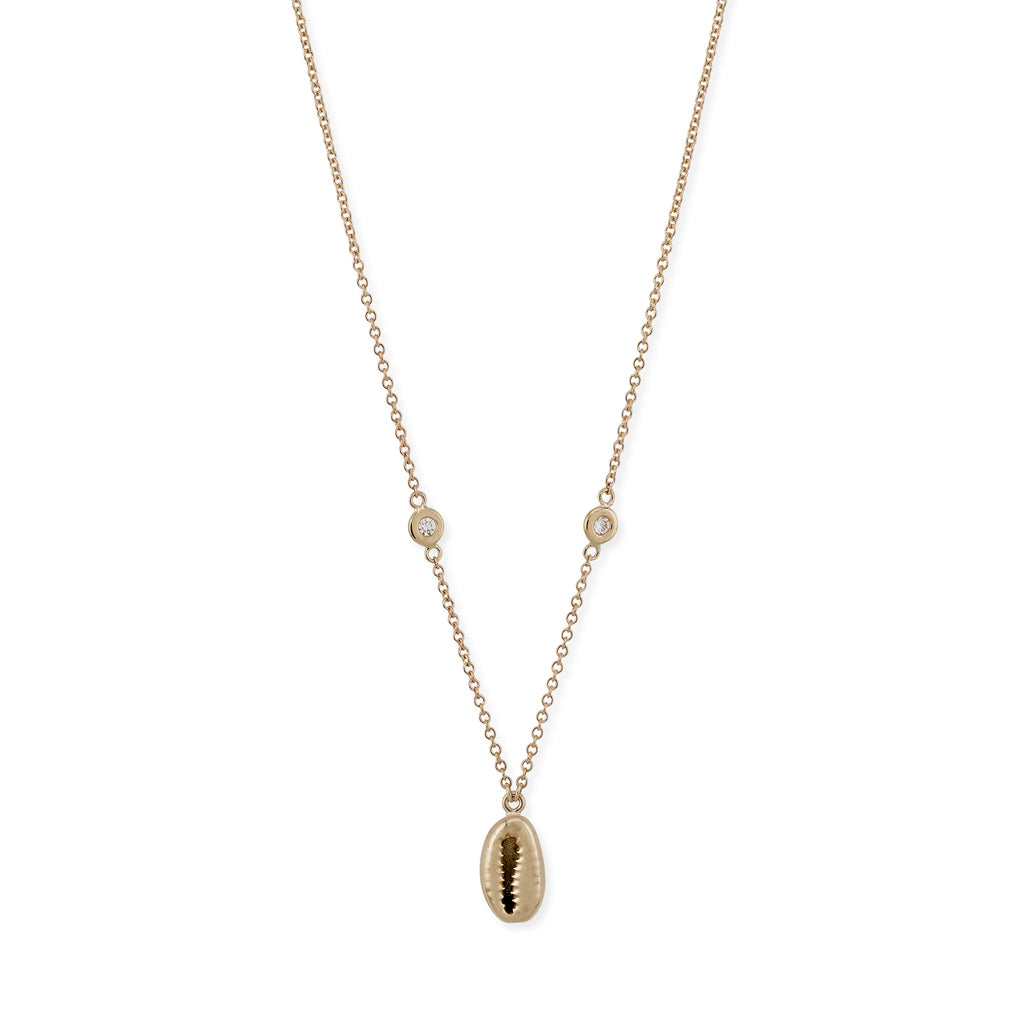 Tiny Cowri Shell Diamond Necklace
