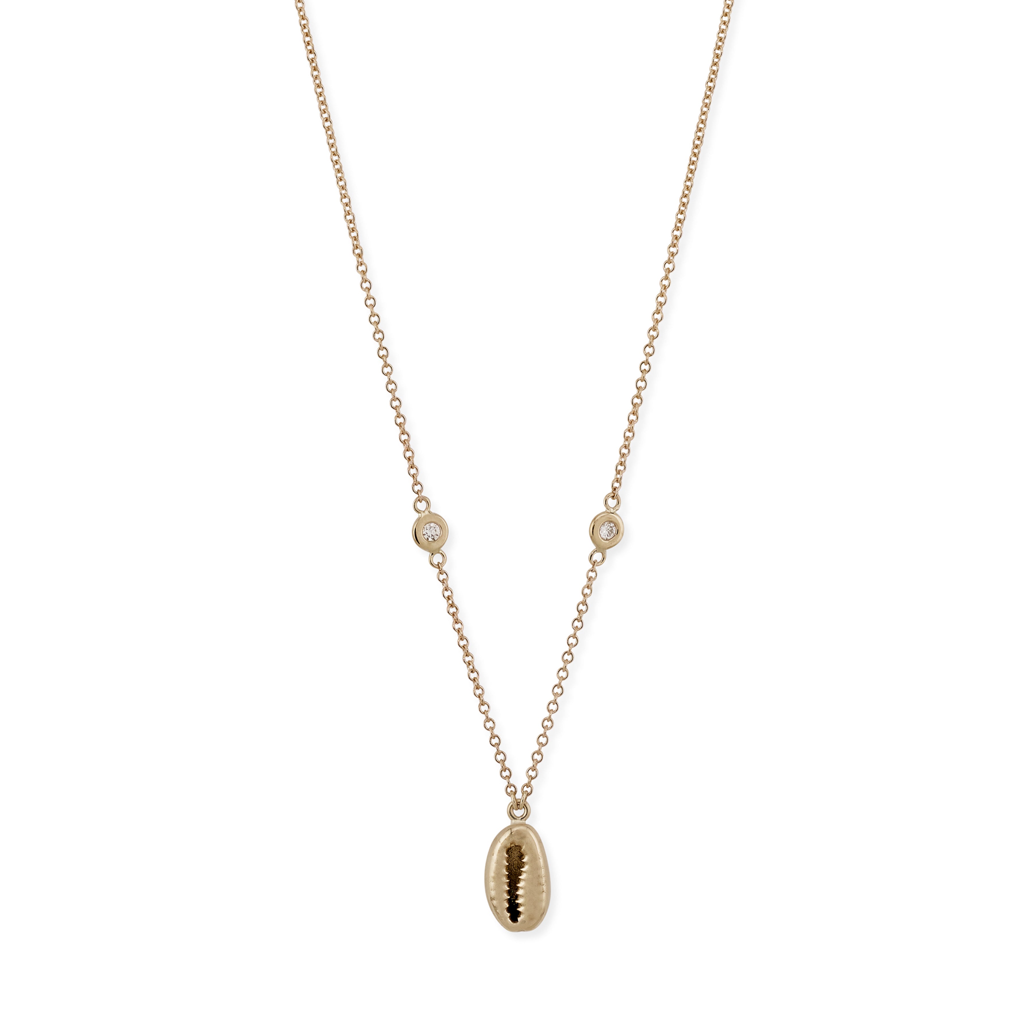 Tiny Cowri Shell Diamond Necklace
