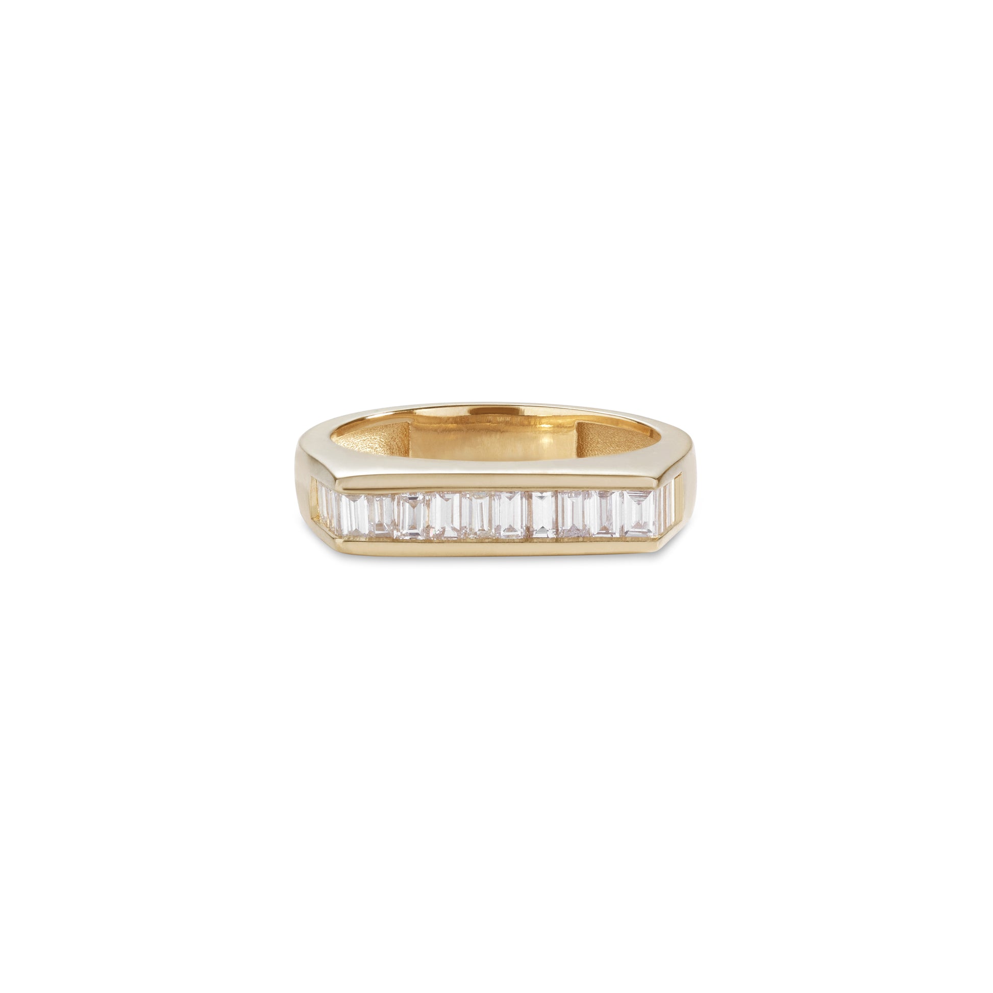 Baguette Diamond Flat Bar Pinky Ring