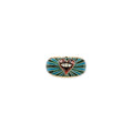 Spiny Oyster Eye Heart + Malachite Turquoise Burst Inlay Ring