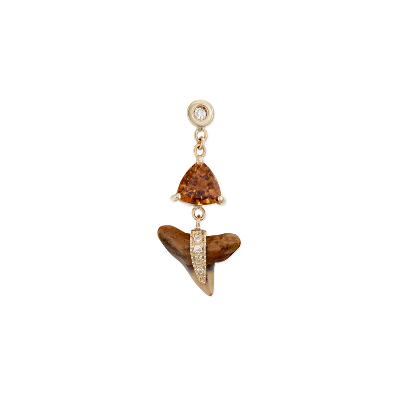 Diamond + Gemstone Pave Shark Tooth Drop Stud