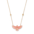 Diamond Marquise Small Pink Opal Thunderbird Diamond Necklace