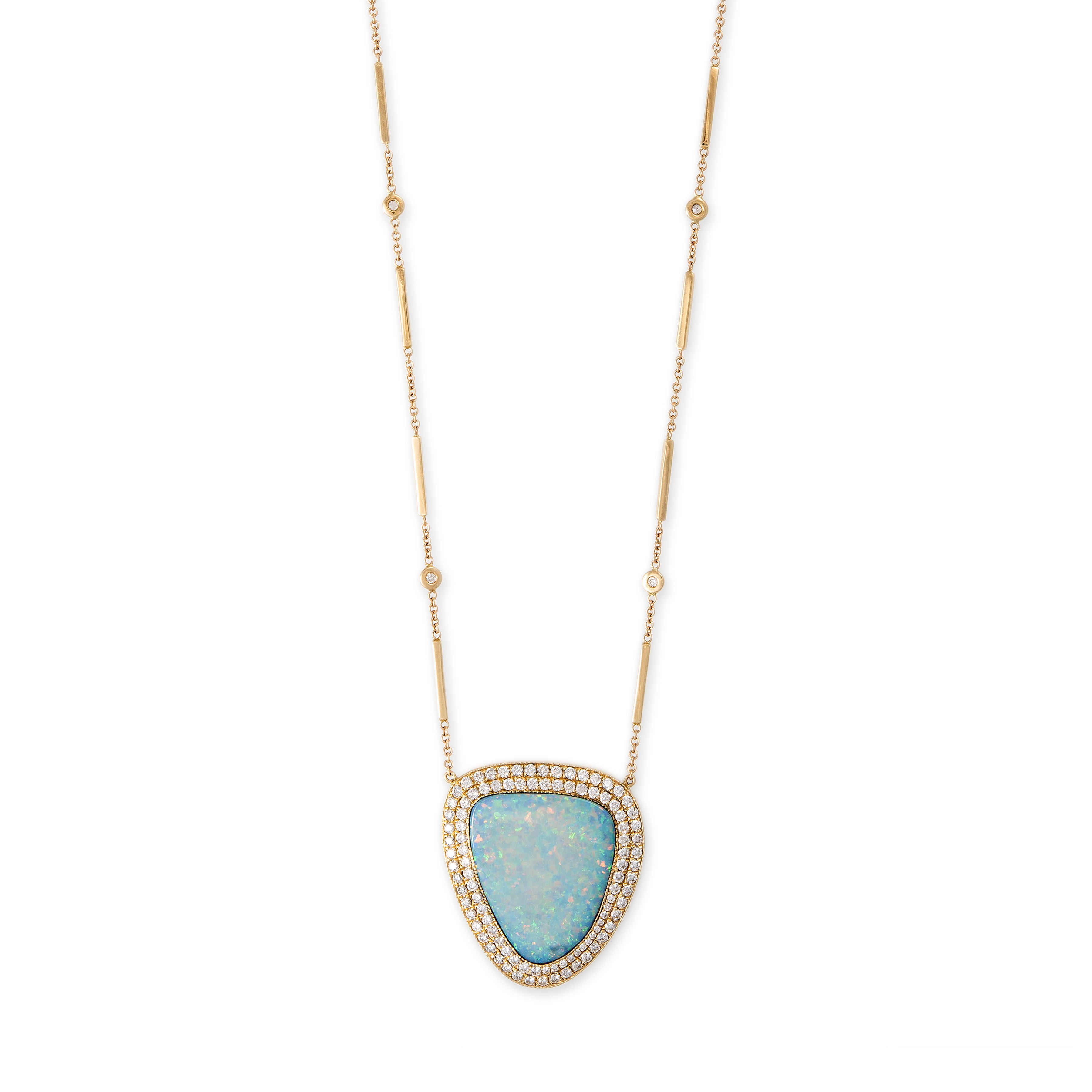 LARGE DOUBLE ROW PAVE OPAL NECKLACE