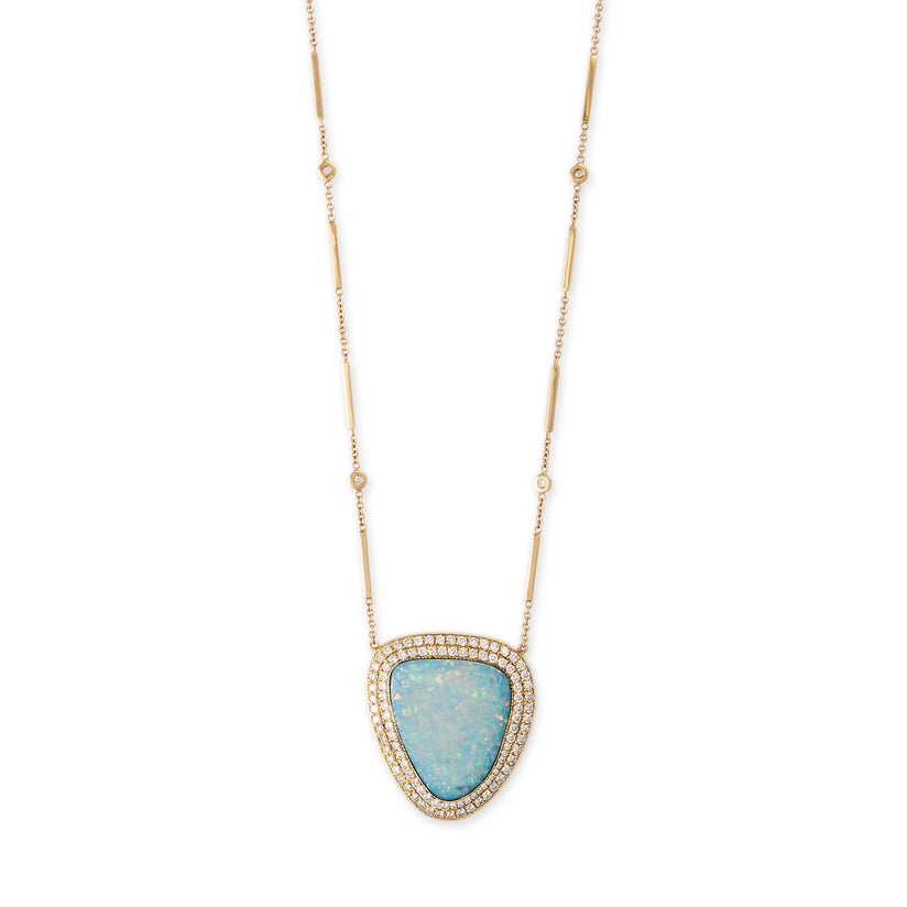 LARGE DOUBLE ROW PAVE OPAL NECKLACE