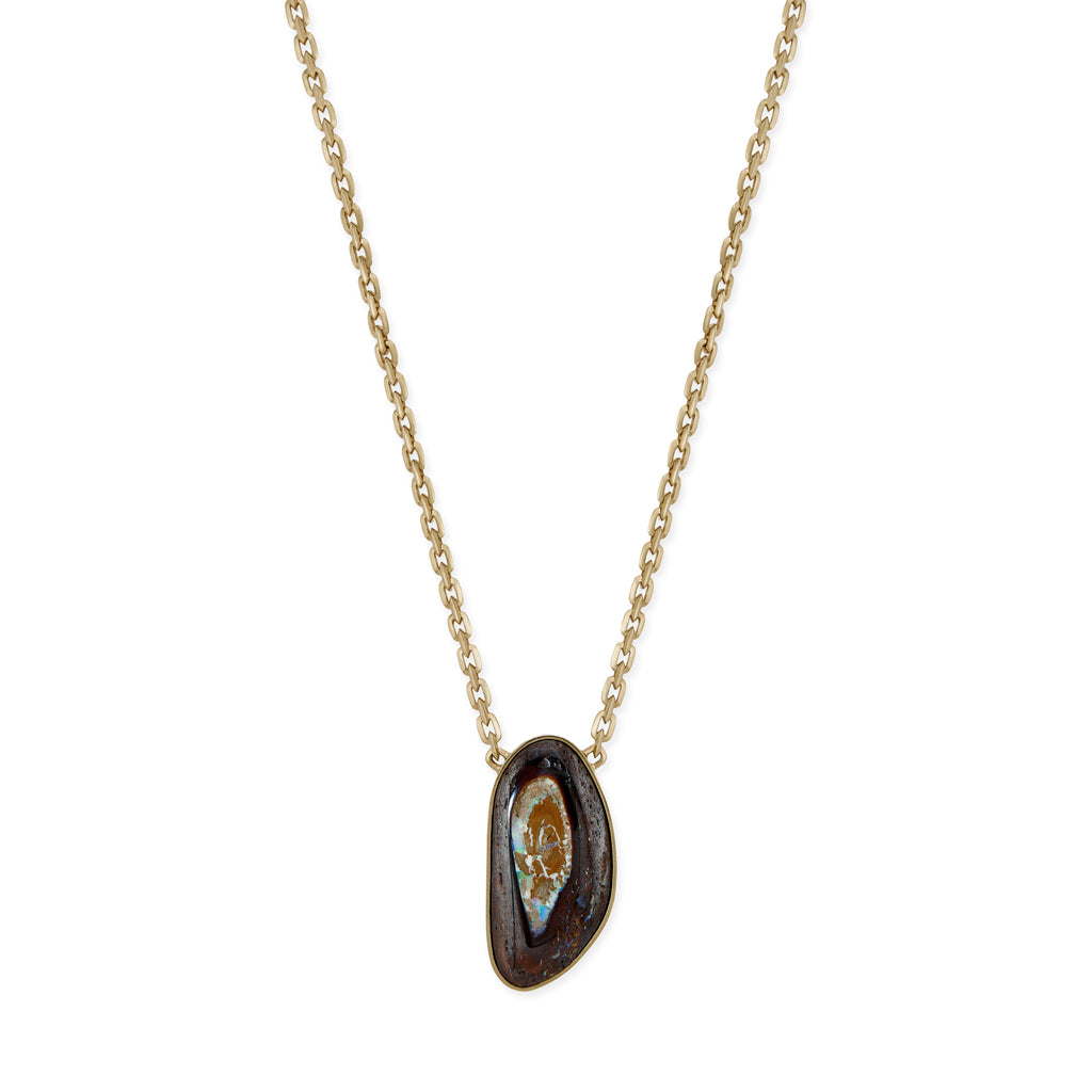 Elongated Freeform Koroit Opal Moe Chain Necklace