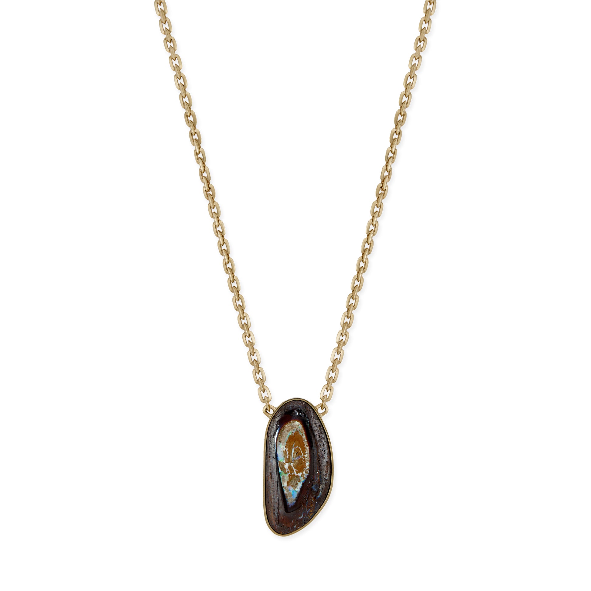 Elongated Freeform Koroit Opal Moe Chain Necklace