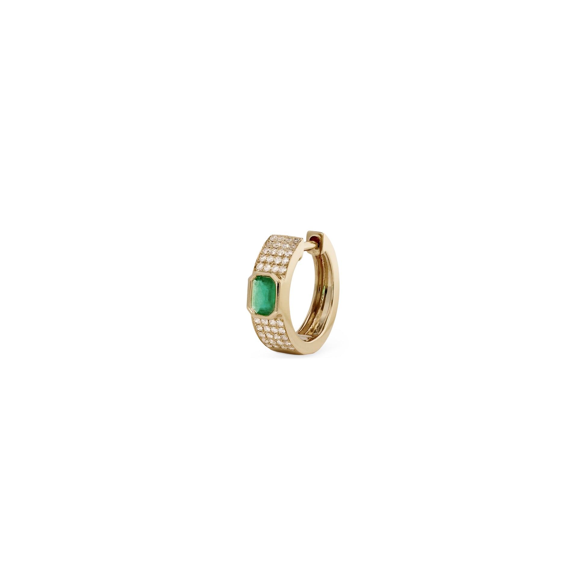 Emerald Baguette Wide Pave Mini Hoop