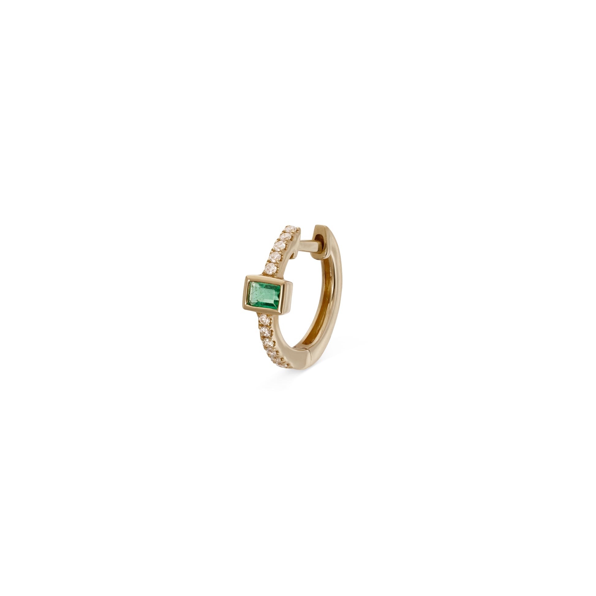 Emerald Baguette Pave Mini Hoop