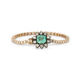 Black Rhodium Emerald Center Teardrop Diamond Flower Sophia Bracelet