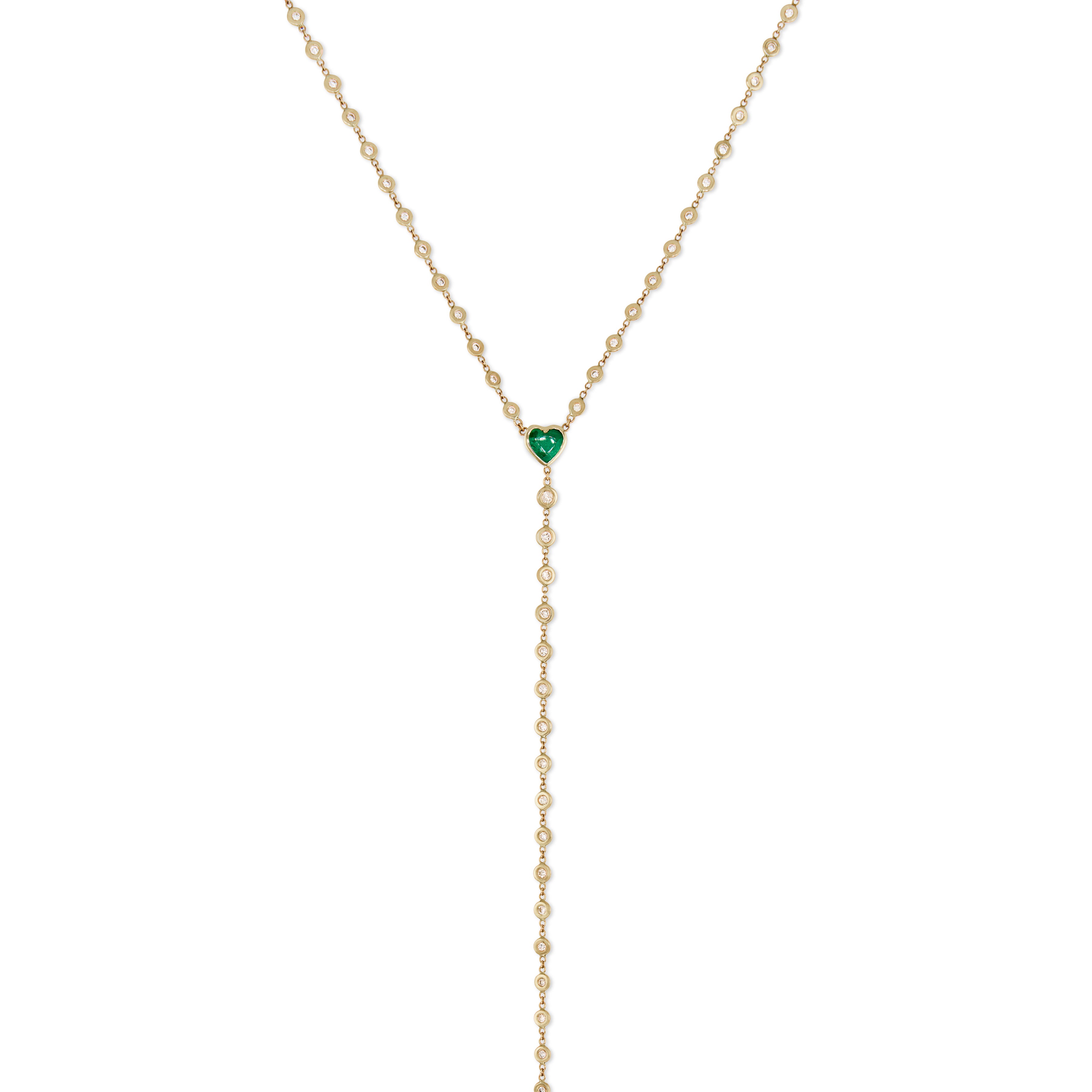 Emerald Heart Diamond Y Necklace