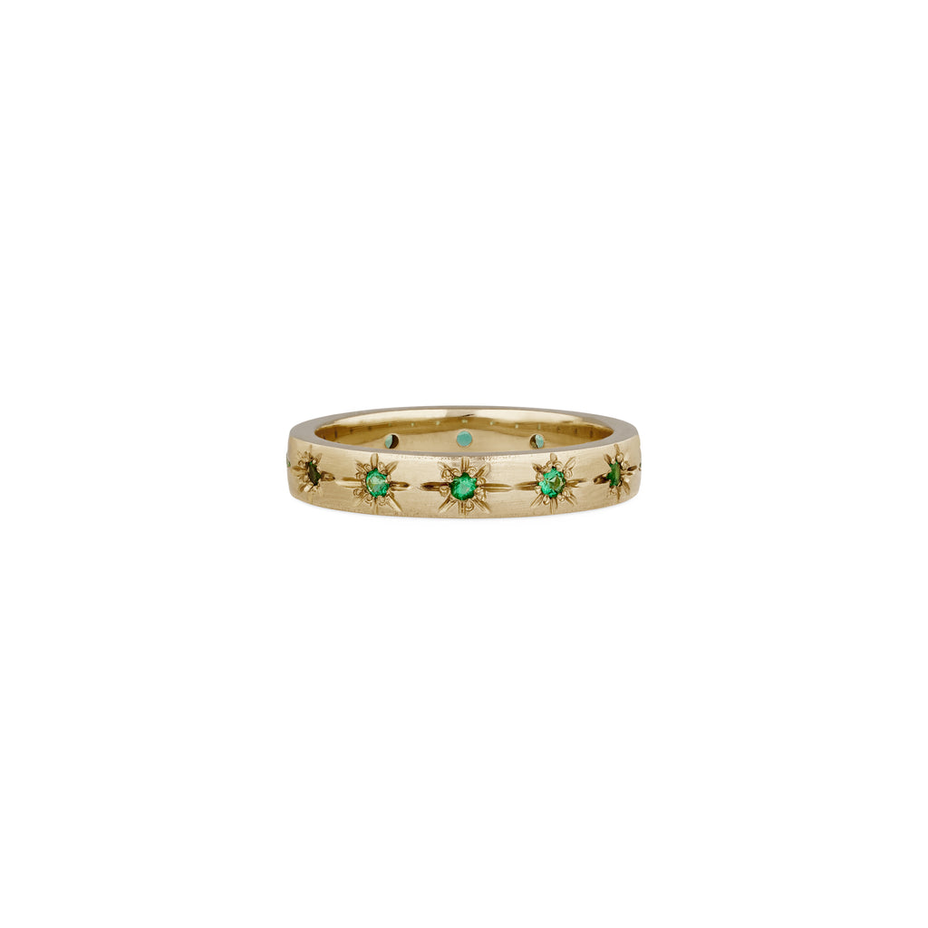 Emerald Starburst Eternity Band Ring