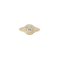 Large Asscher Diamond Pave Signet Ring