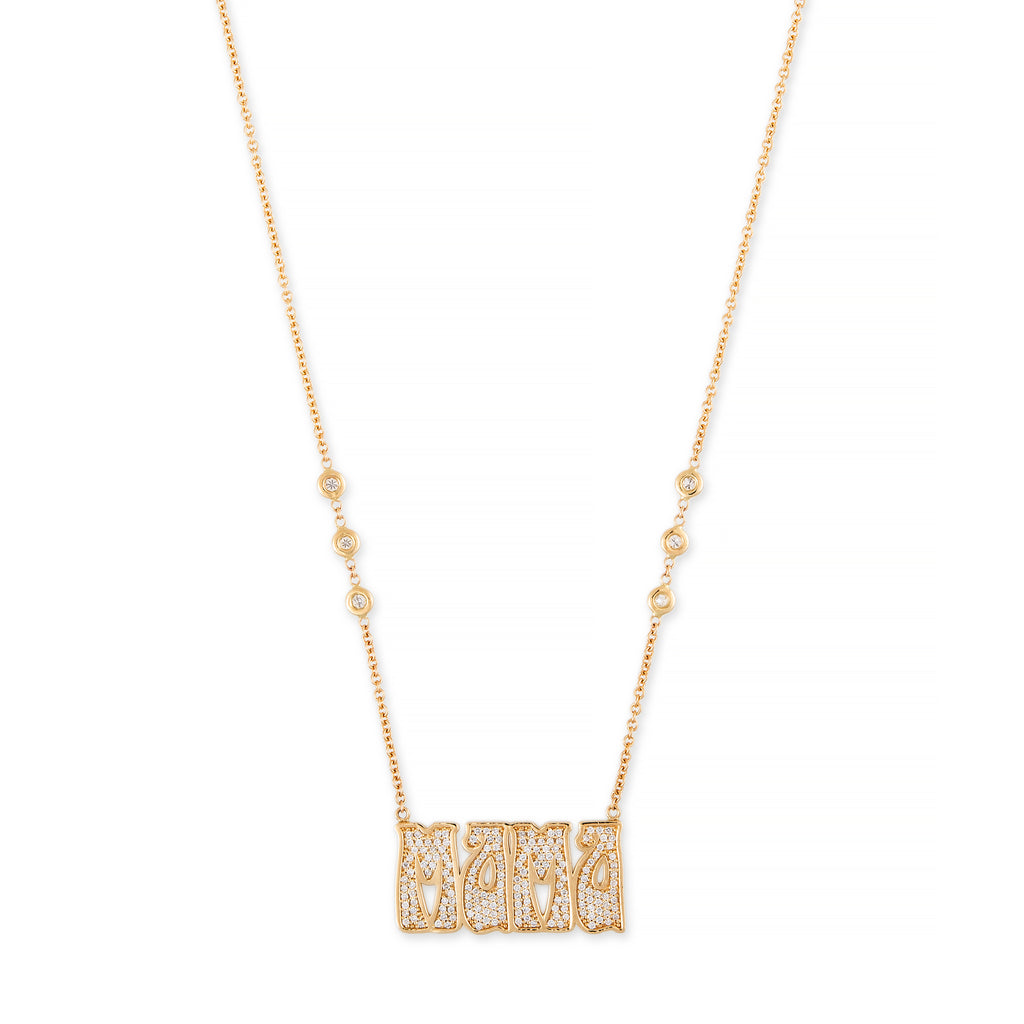 Pave Diamond Large "Mama" Necklace