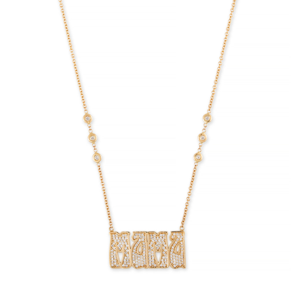 Pave Diamond Large "Mama" Necklace