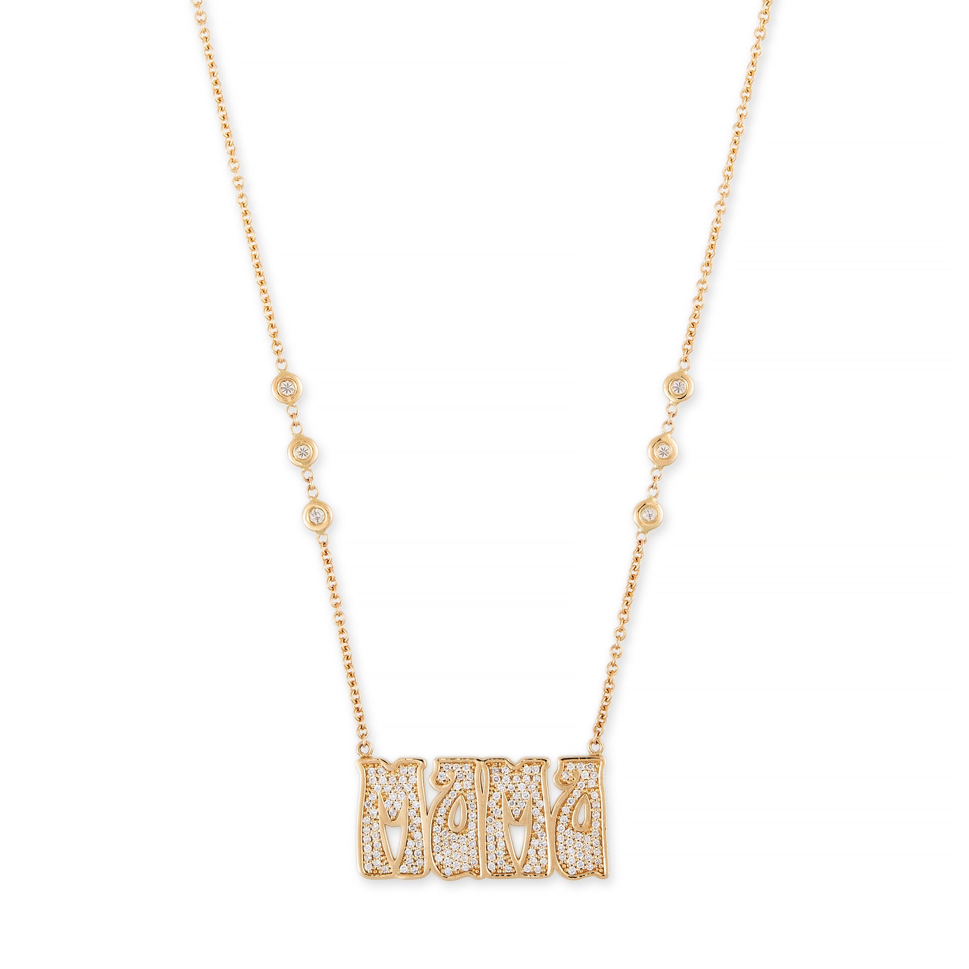 Pave Diamond Large "Mama" Necklace