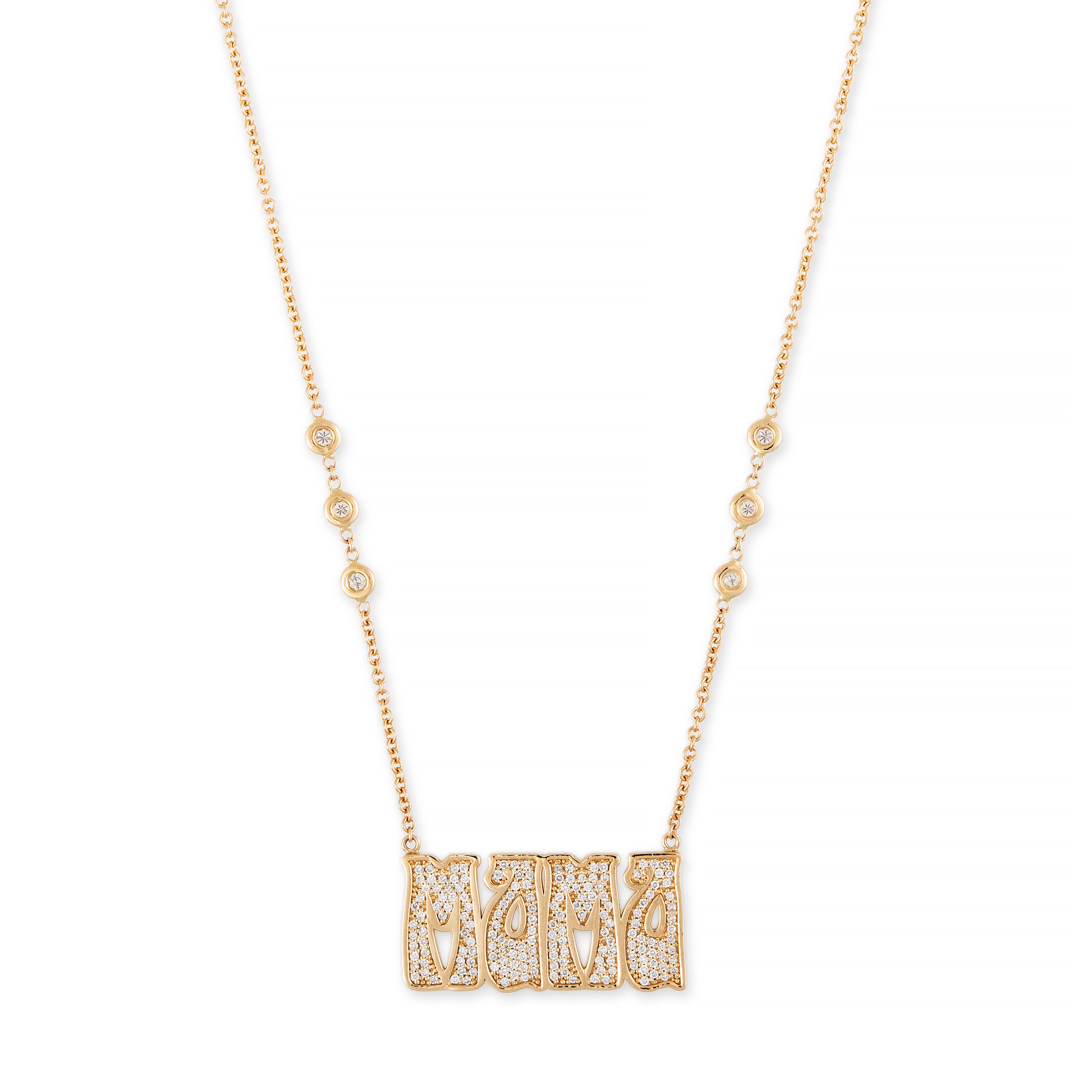 Pave Diamond Large "Mama" Necklace