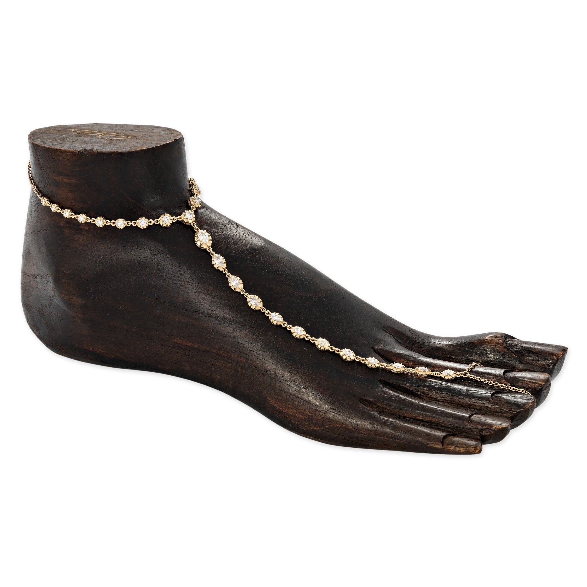 Graduated Round + Marquise Sophia Diamond Toe Anklet
