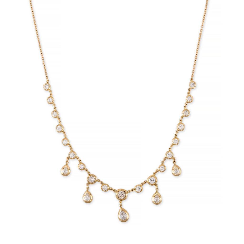 Round + Teardrop Sophia Diamond Shaker Necklace
