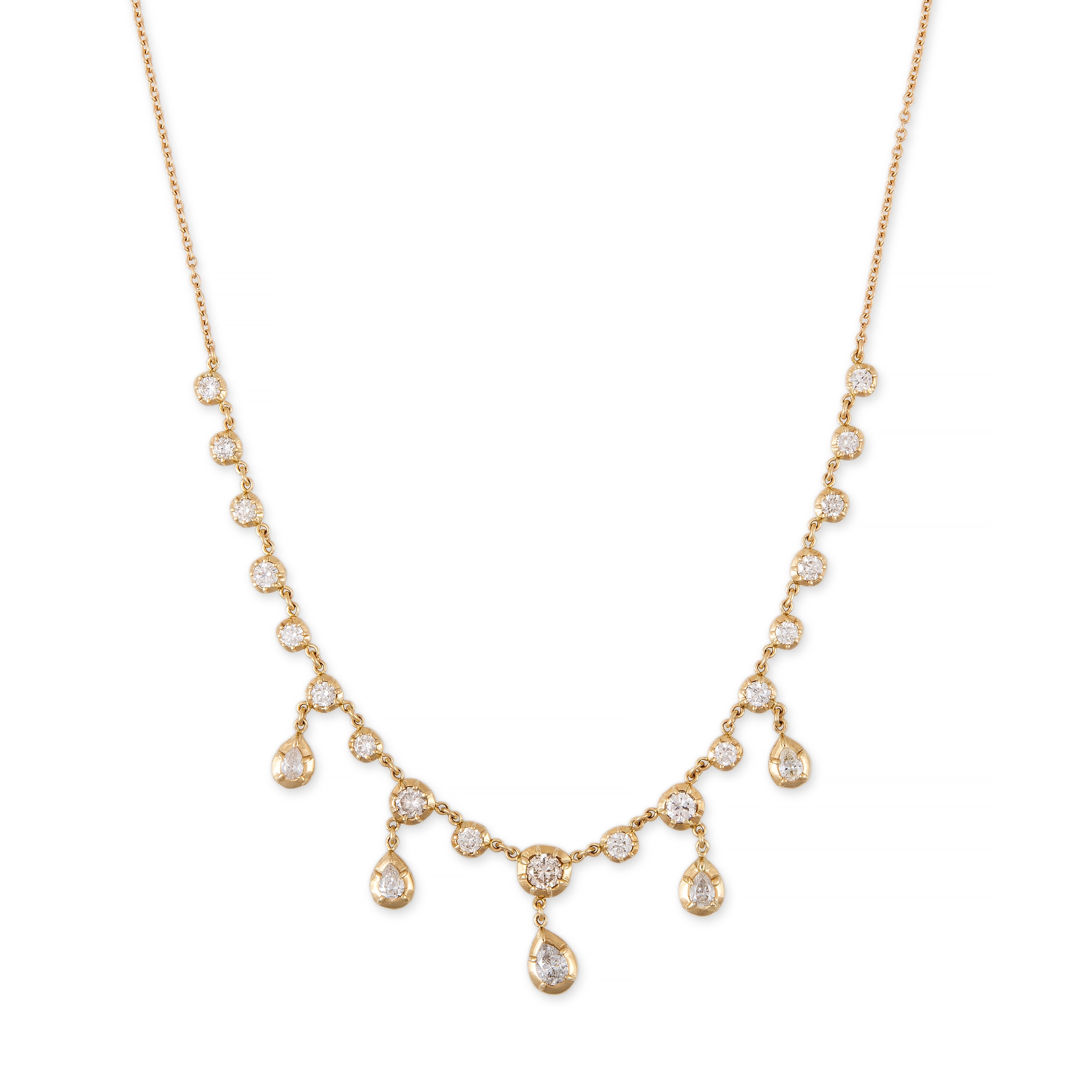 Round + Teardrop Sophia Diamond Shaker Necklace