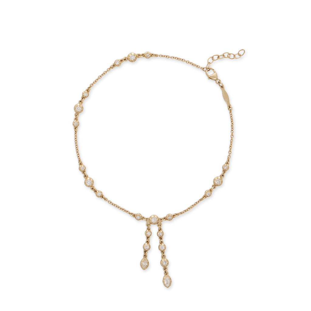 Graduated 3x4 Sophia Diamond + Marquise Tassel Shaker Anklet