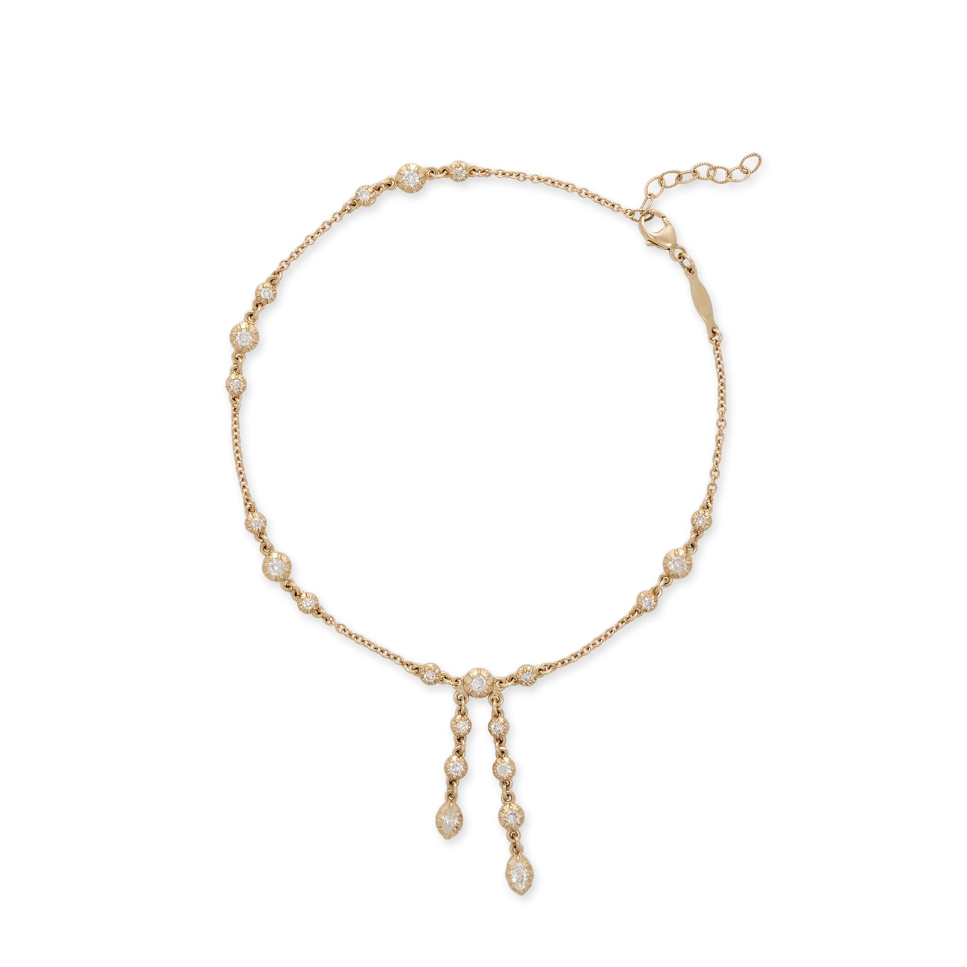 Graduated 3x4 Sophia Diamond + Marquise Tassel Shaker Anklet
